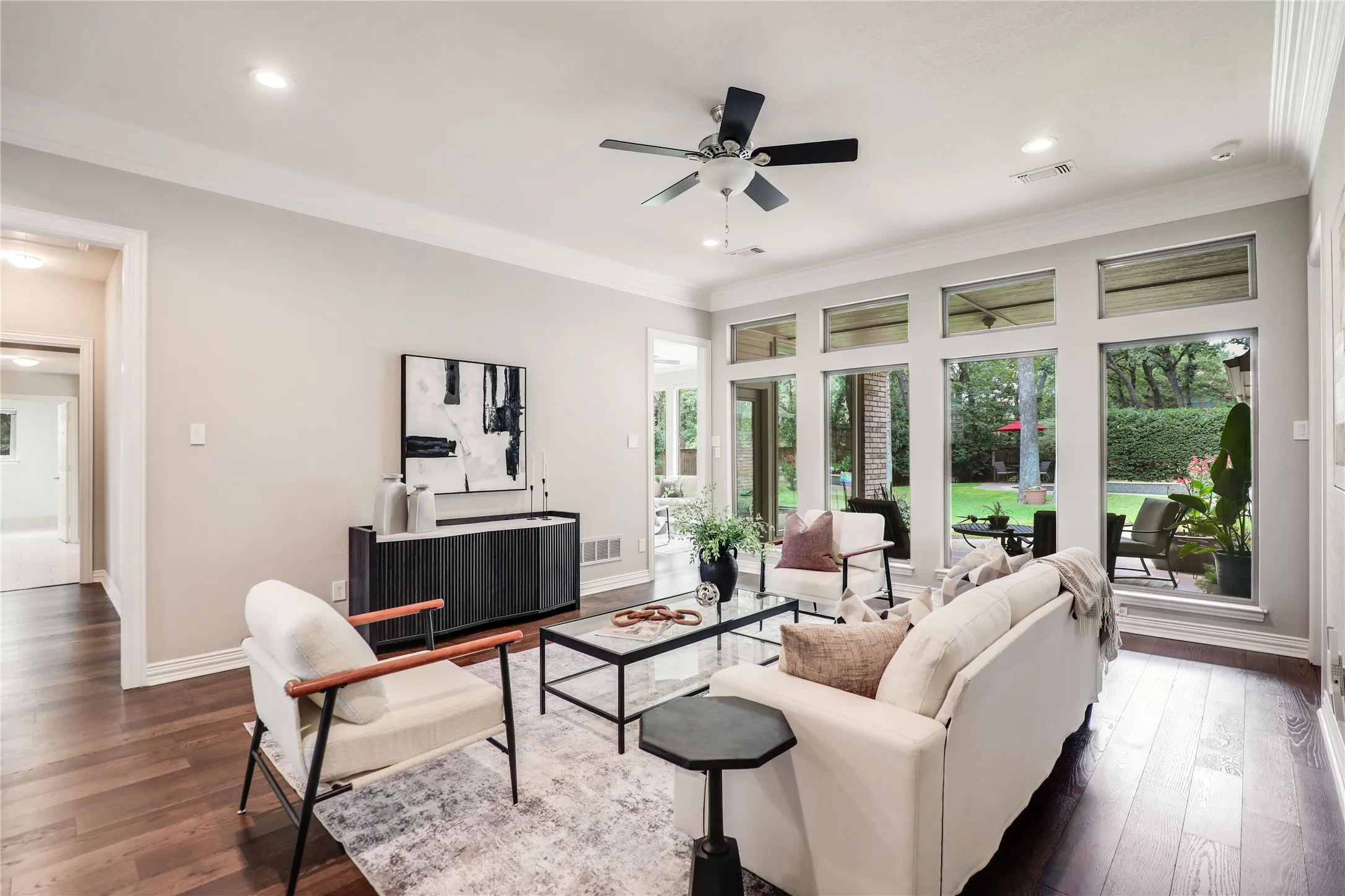 Living room washed in natural light