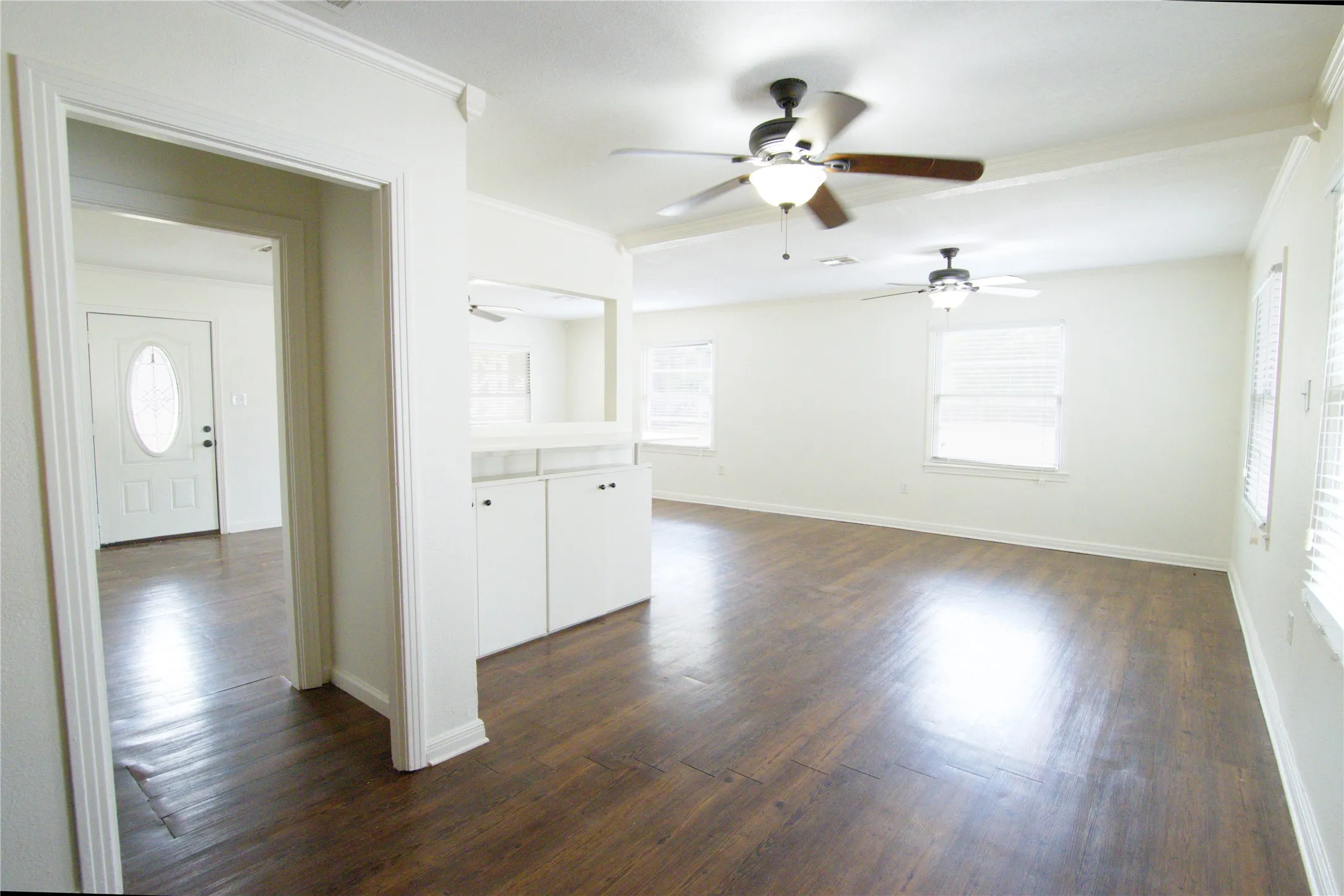 Bar open to living area cabinets and shelve backside too dinning area & kitchen