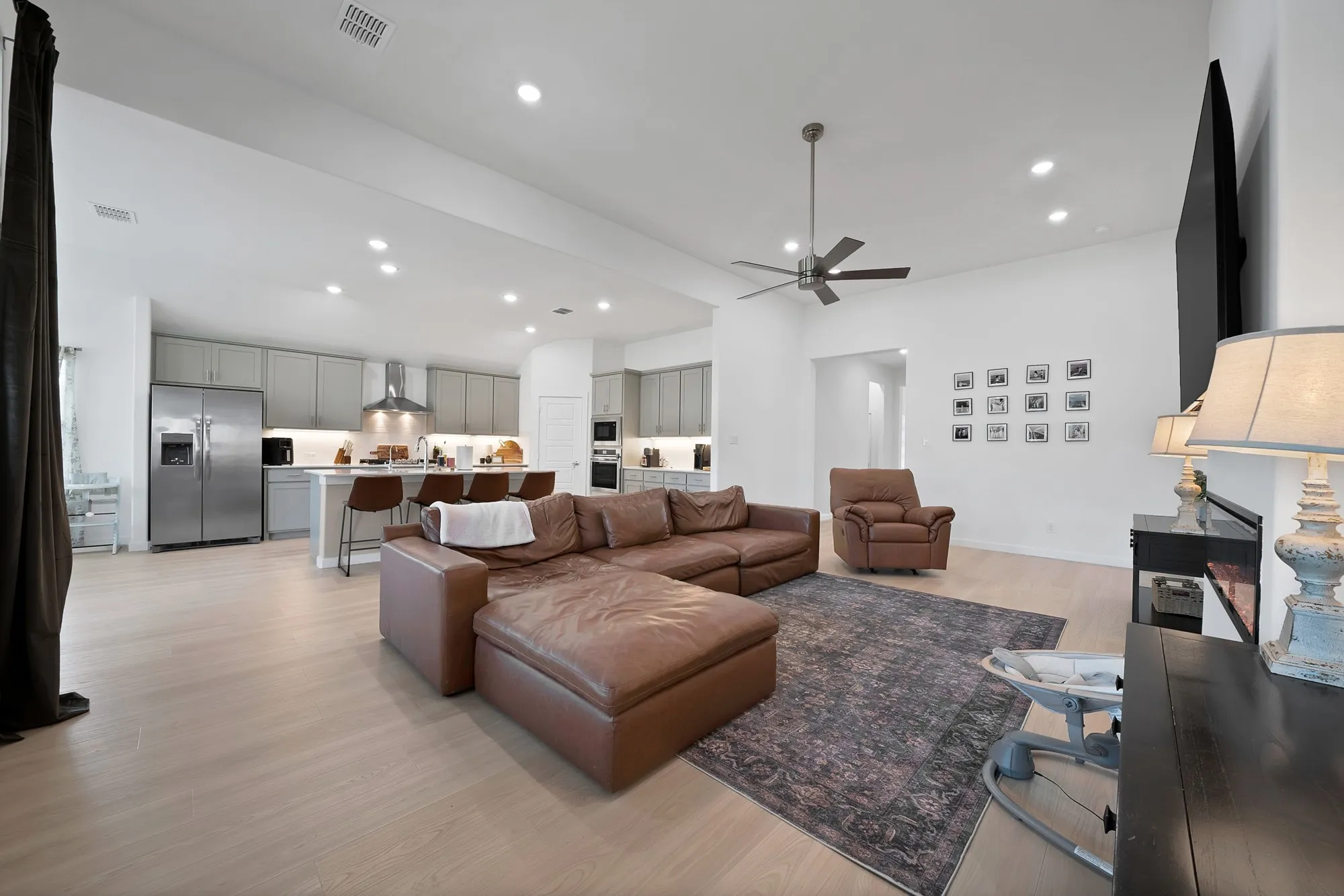 Family room looking towards the kitchen.
