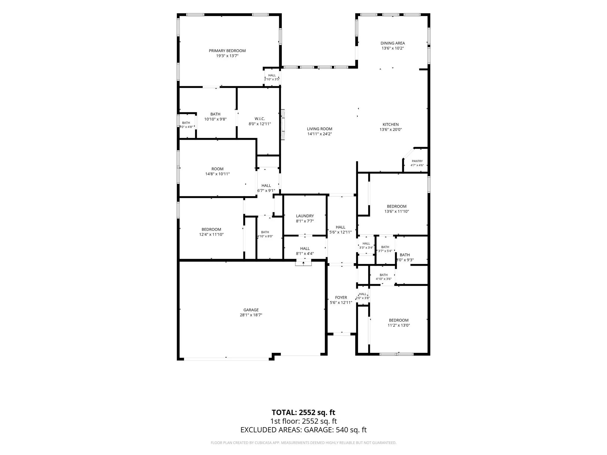 Floor plan with dimensions.  Buyer and buyers agent are responsible for measurements.  Listing agent holds no responsibility.