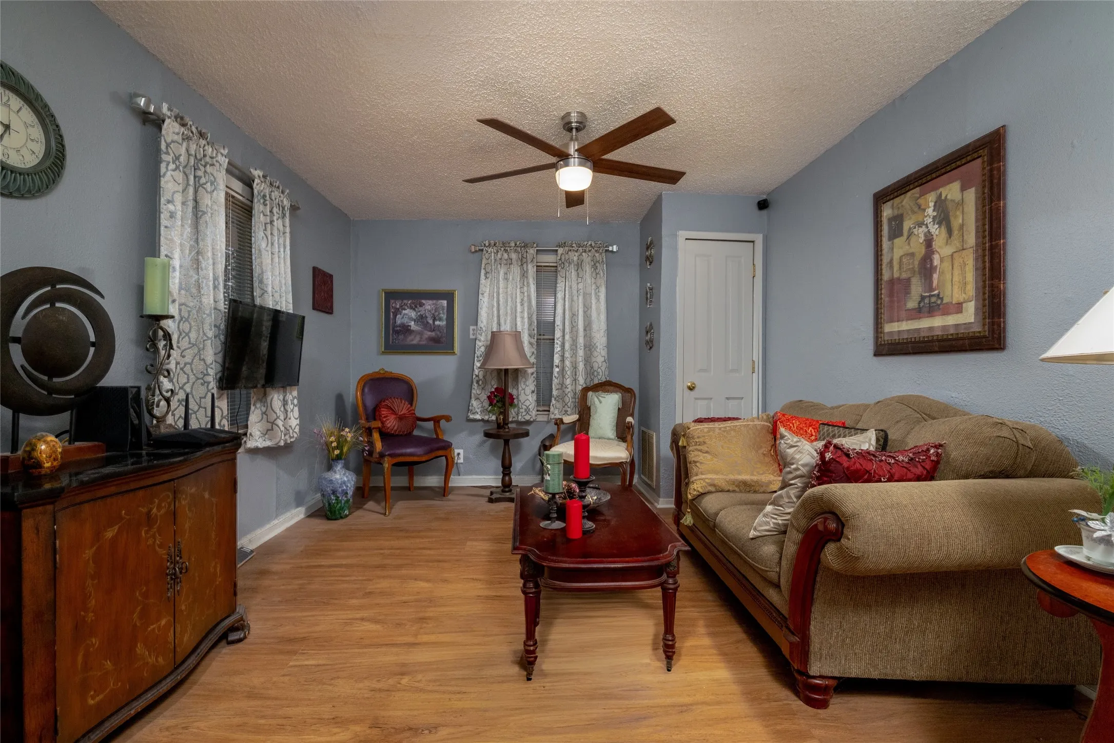 Wood-finish flooring throughout