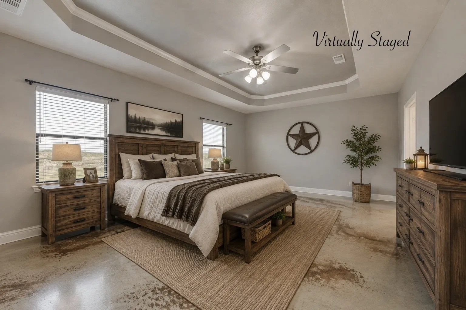 23 x 15 primary bedroom! Plenty of room for a study desk or sitting area.