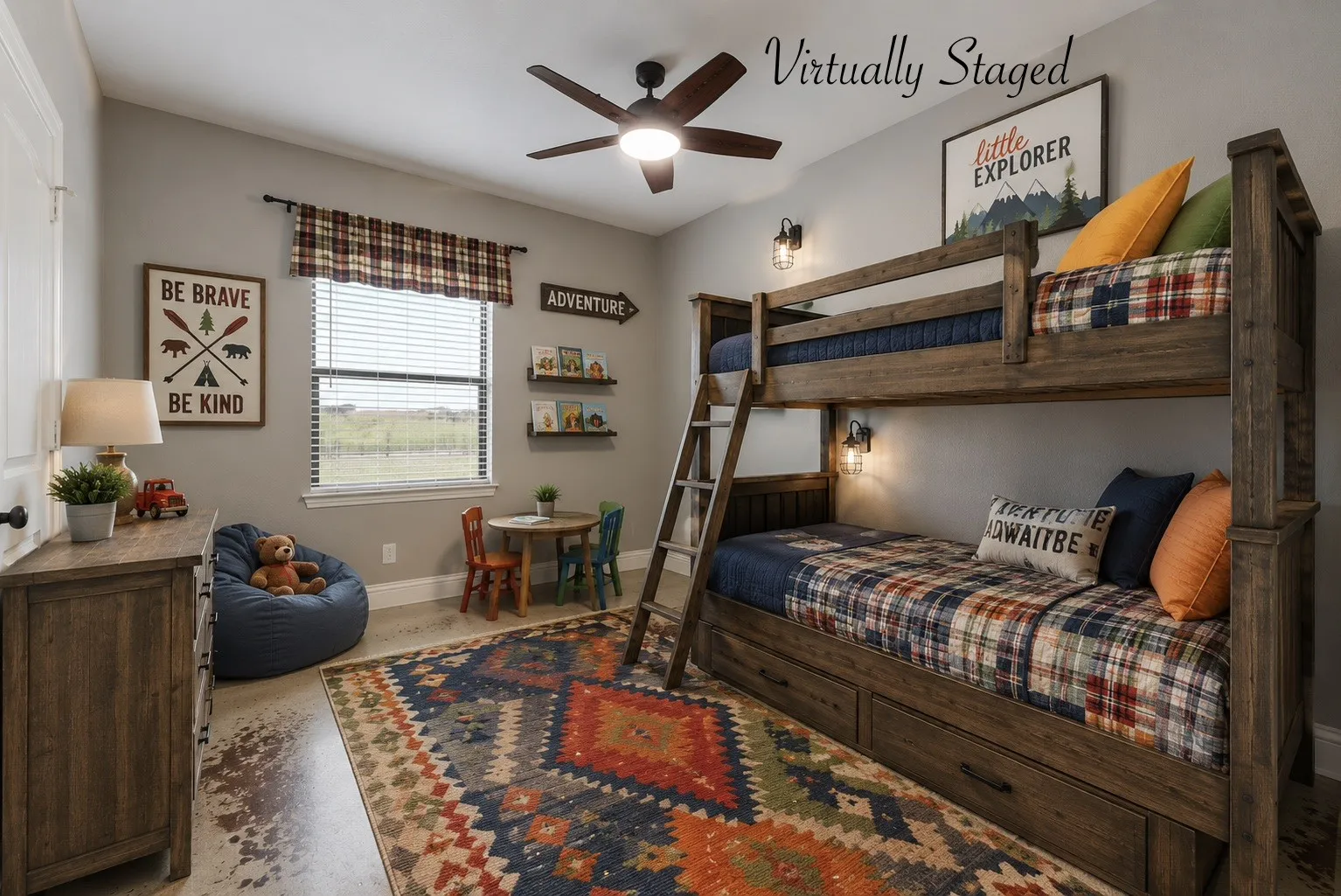 Bedroom four has views of the back of the home as well.