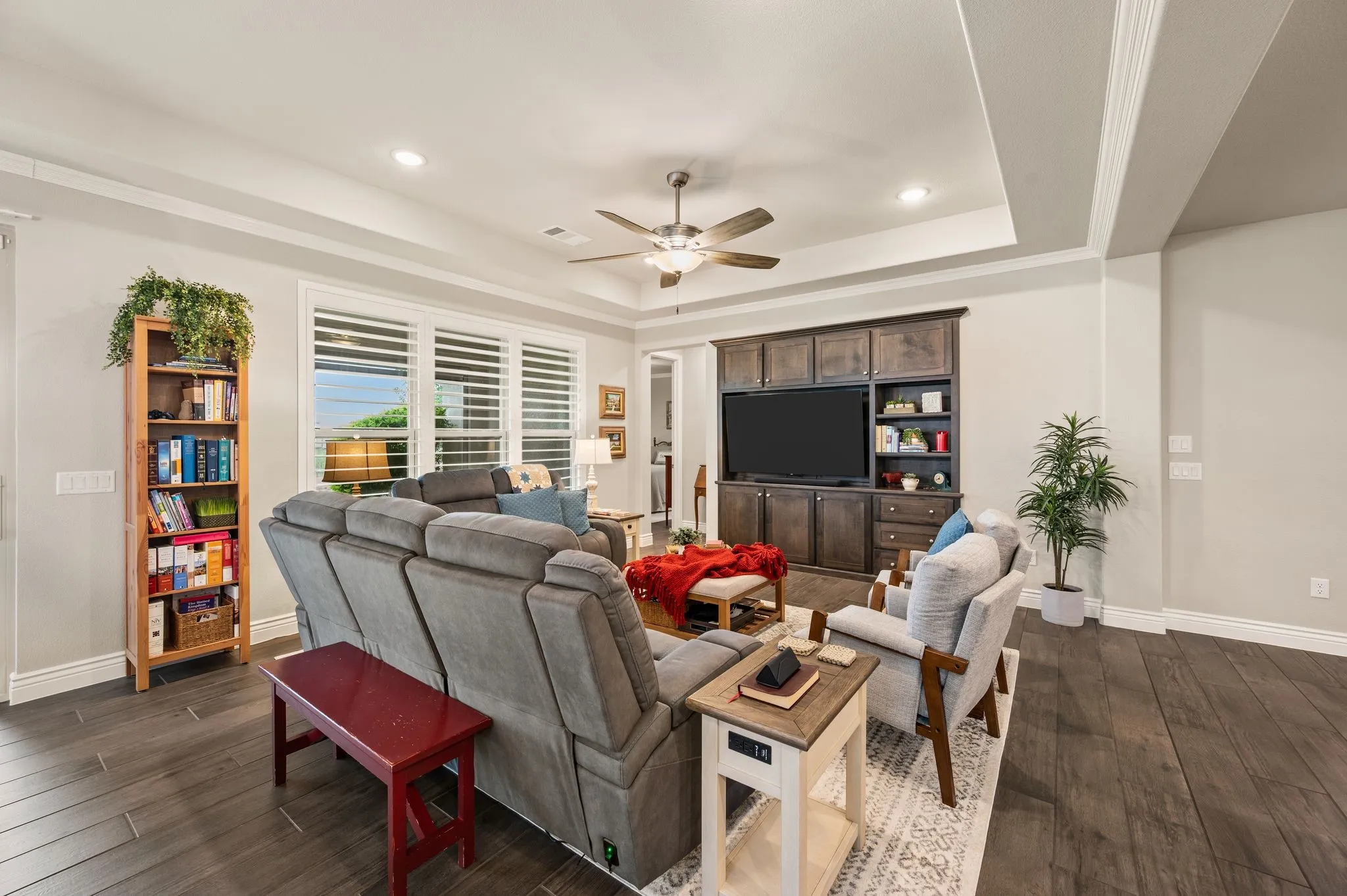 Great room with built-in entertainment center.
