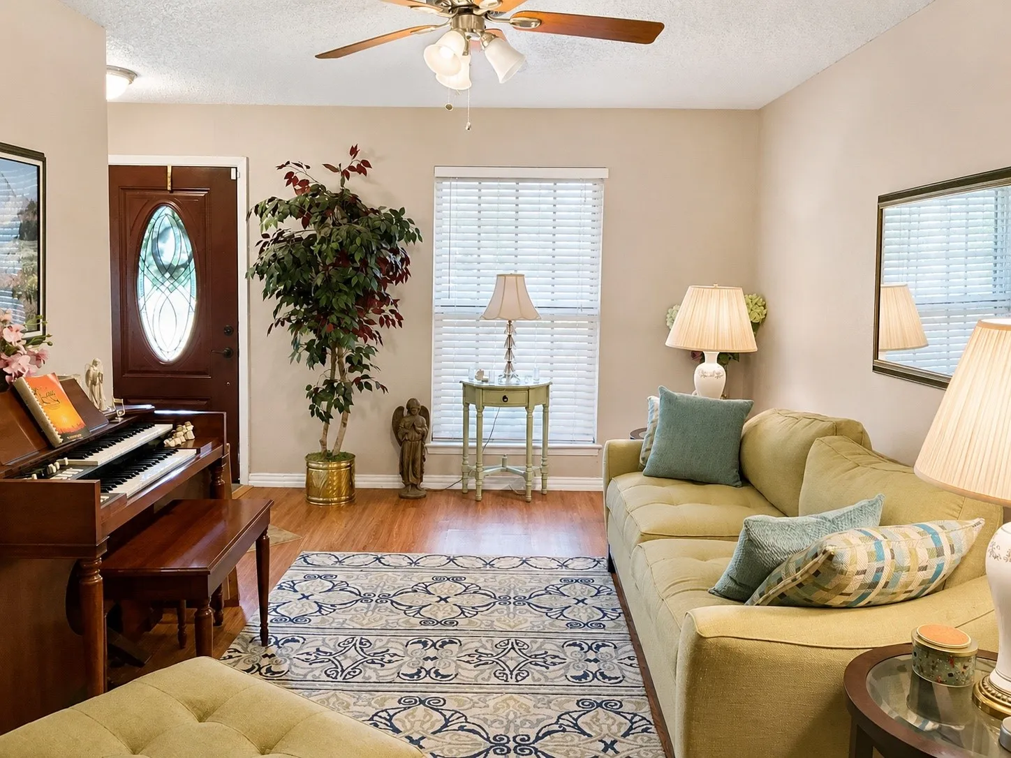 Wood-finish flooring throughout
