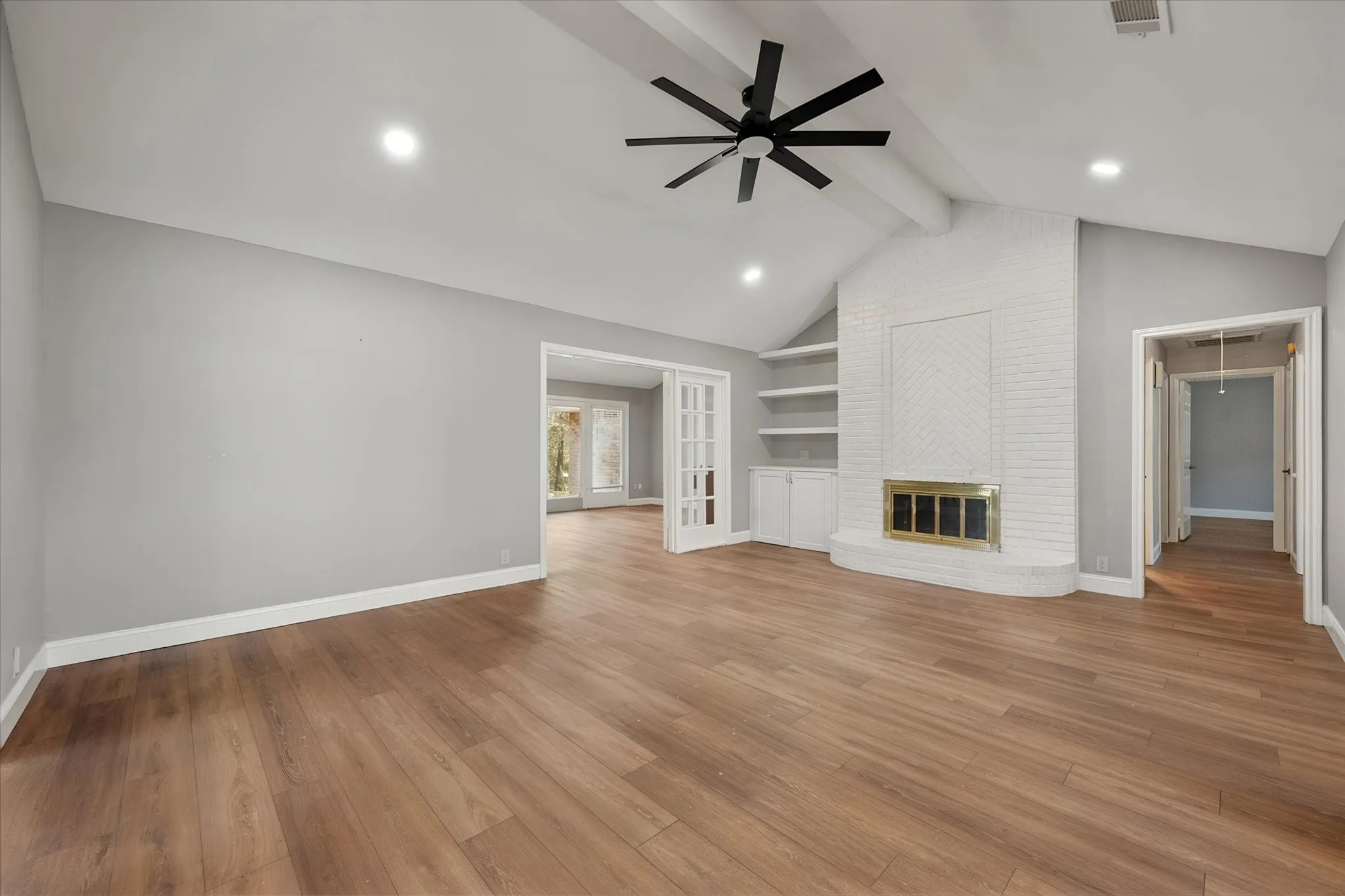 Living room with soaring ceiling