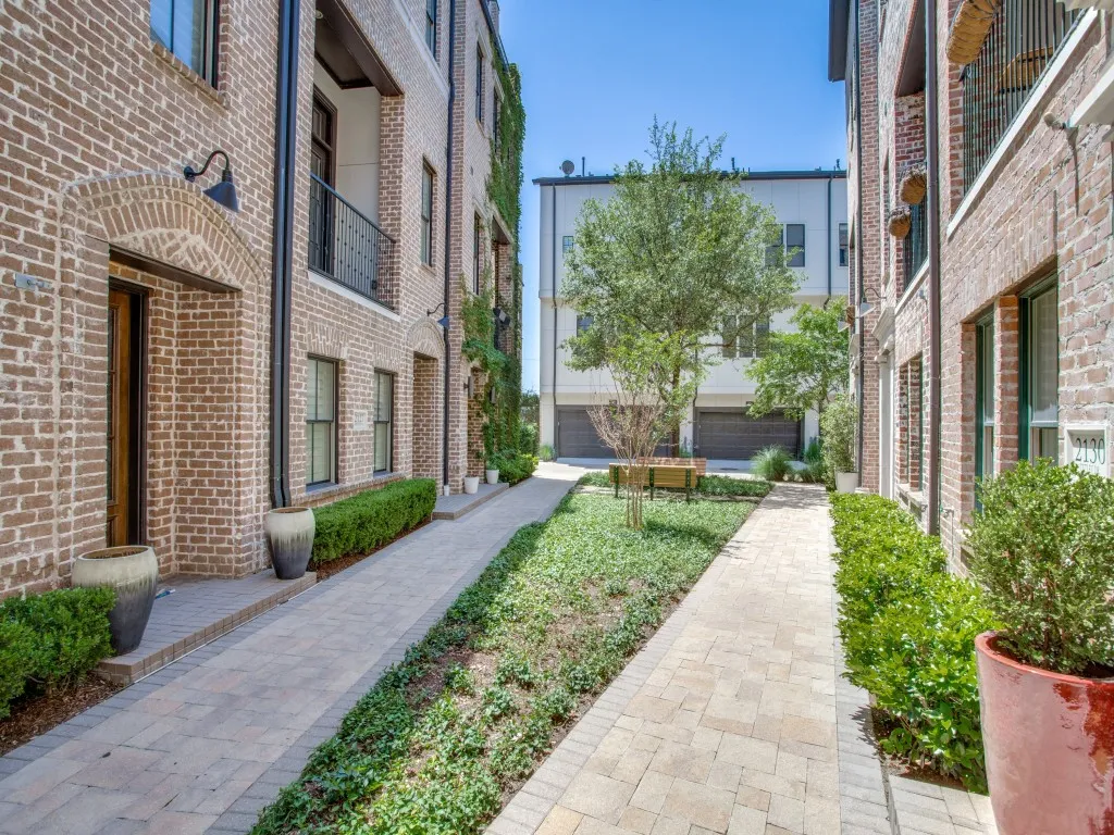 Brick exterior with arched entryways