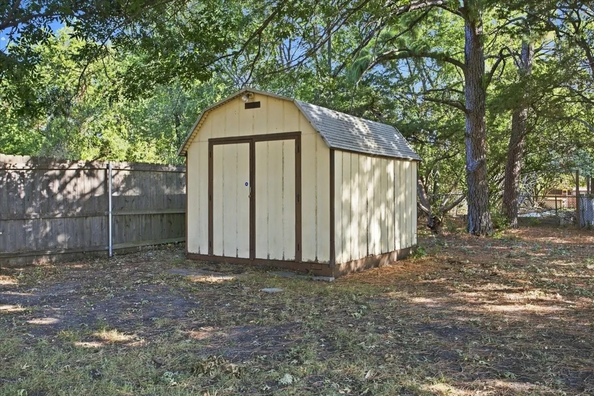 Storage shed in the backyard