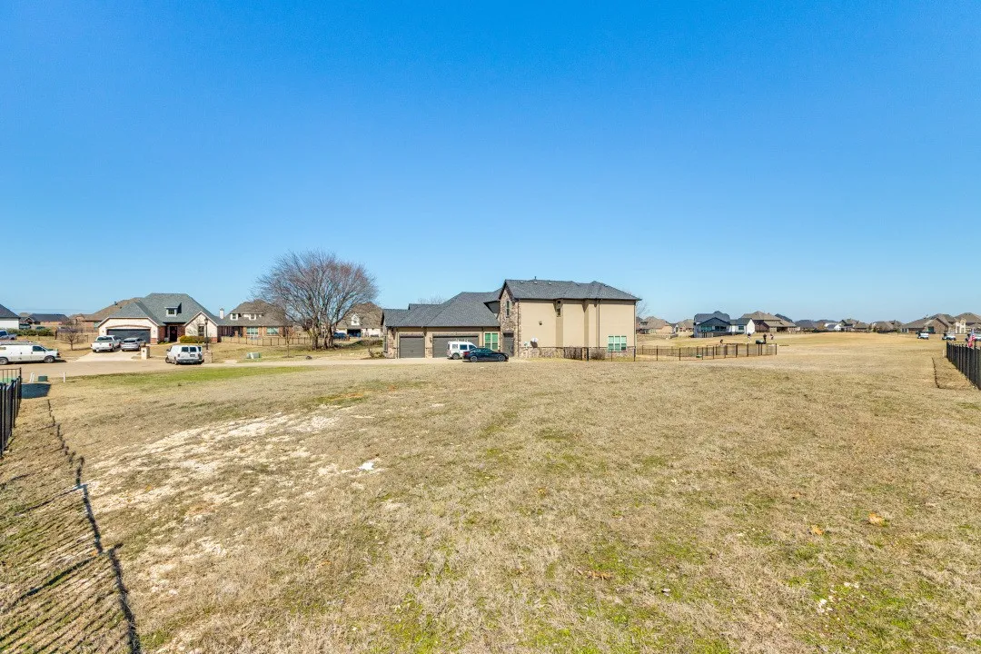 Corner view of the expansive lot