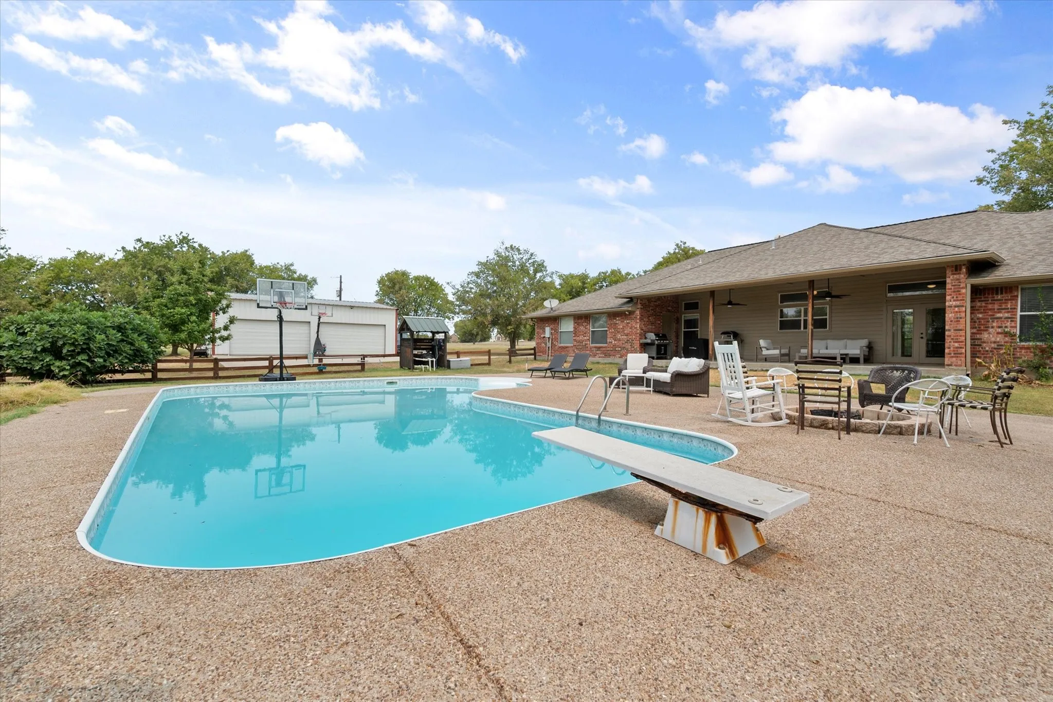 Salt water in ground pool for those hot Texas days!