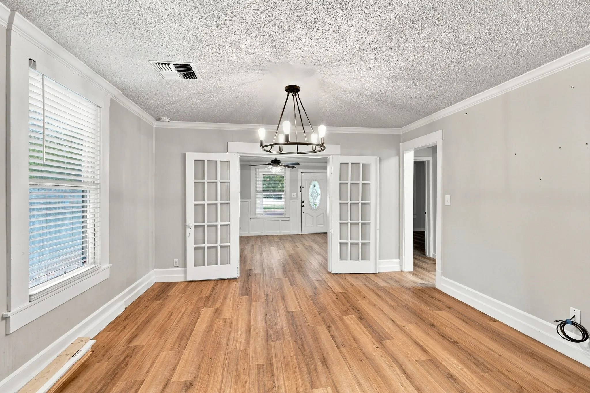 Wood-finish flooring throughout