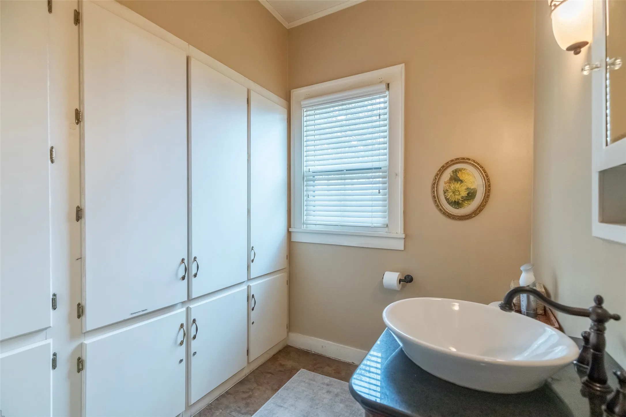 Dowstairs bathroom with storage