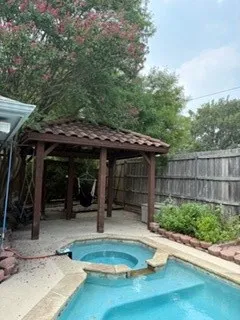 Attached Spa and covered Pergola deck