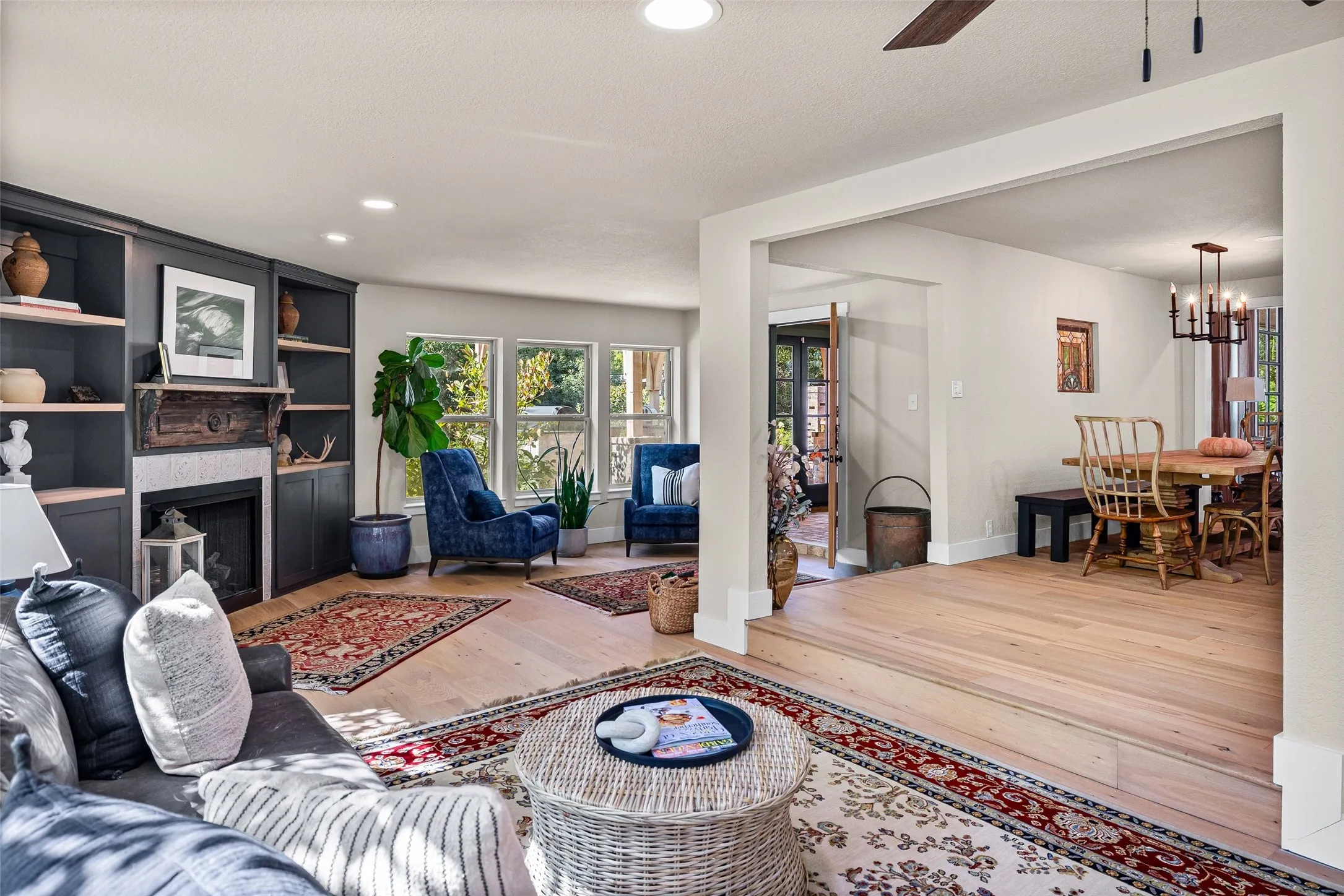 A great view to see the layout. Everything is open and connected, while still having a separate living feel.