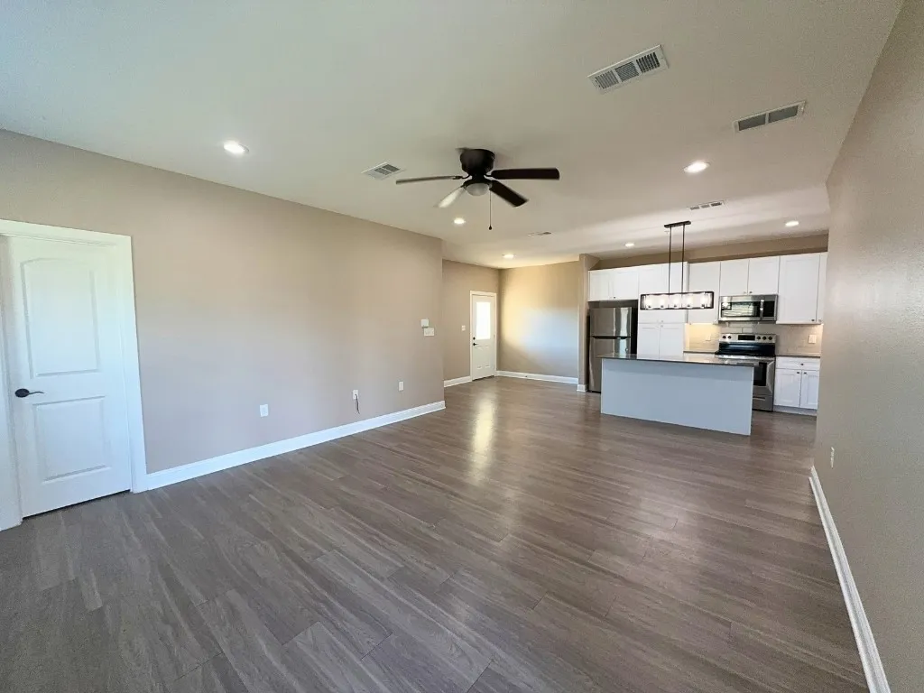 Open living and dining area