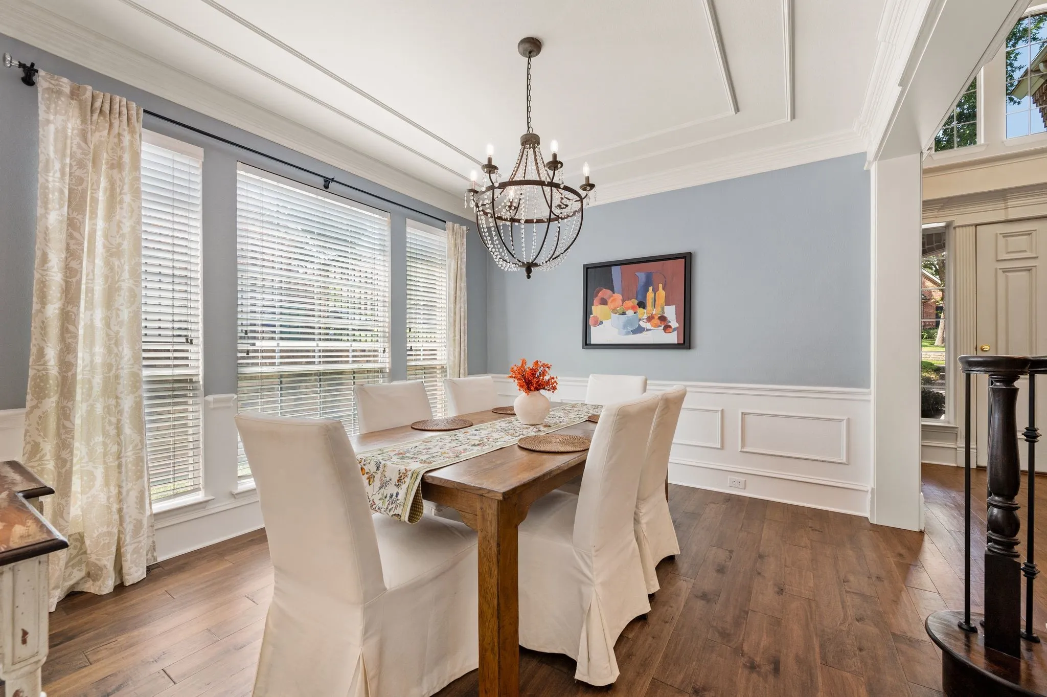 Another view of the inviting formal dining room, perfectly sized for holiday meals, celebrations & dinner parties.