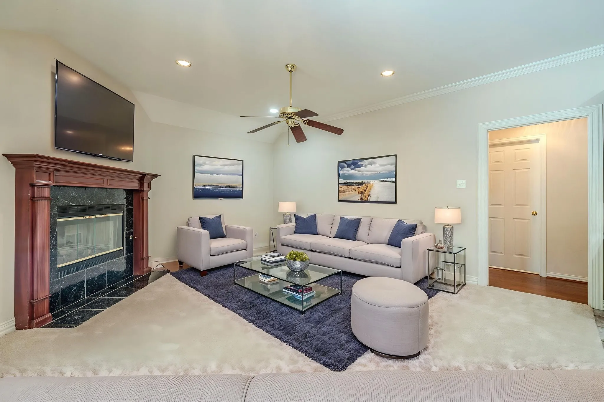 The family room is open to both kitchen and breakfast area. Virtually staged
