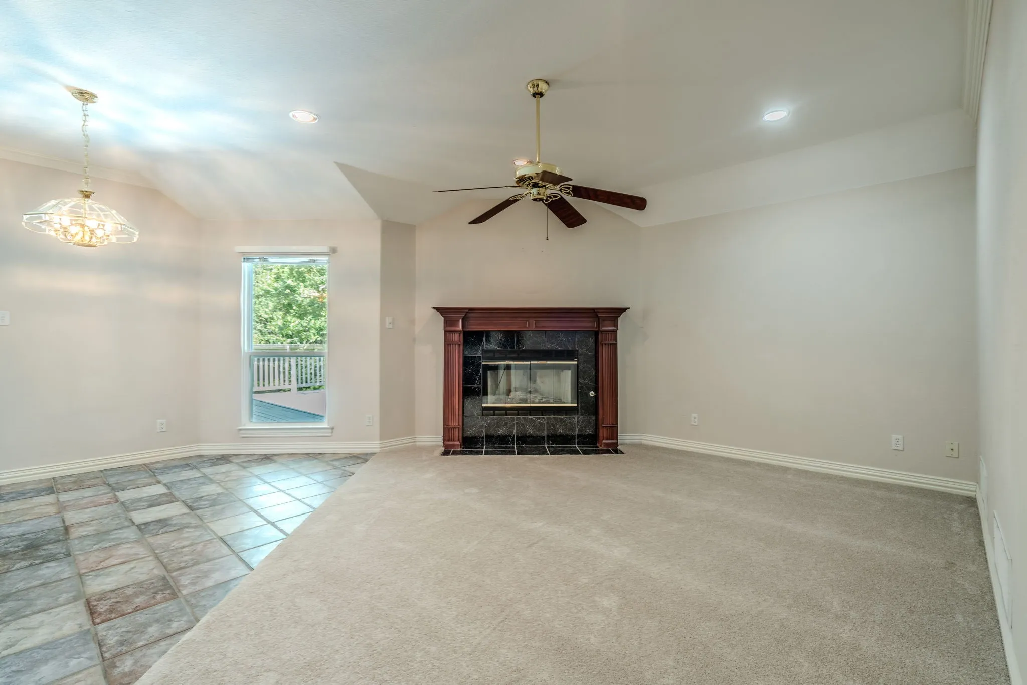 Another view of the family room and adjacent breakfast area