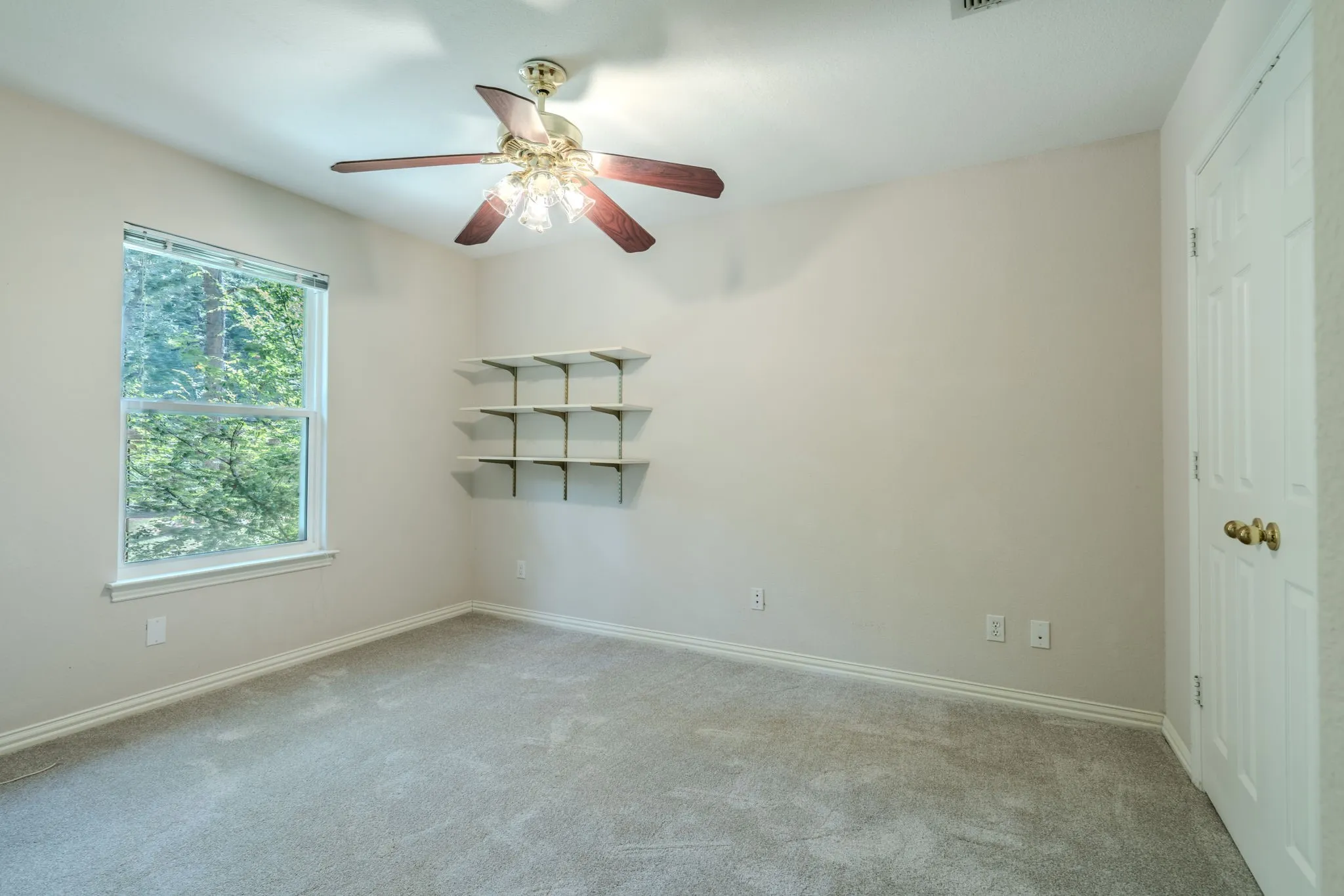 Bedroom #3 with shelving - previously used as an office.