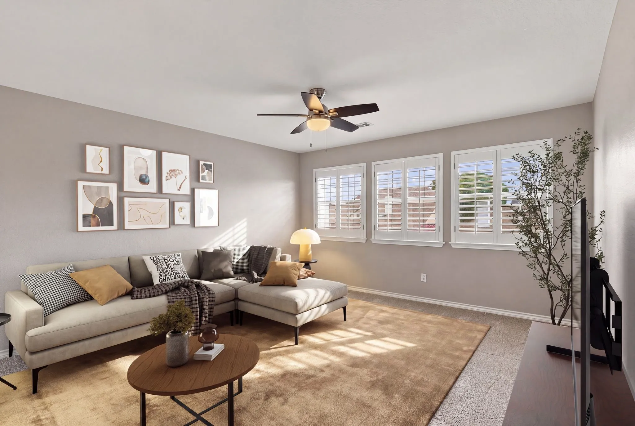Digitally staged upstairs living room
