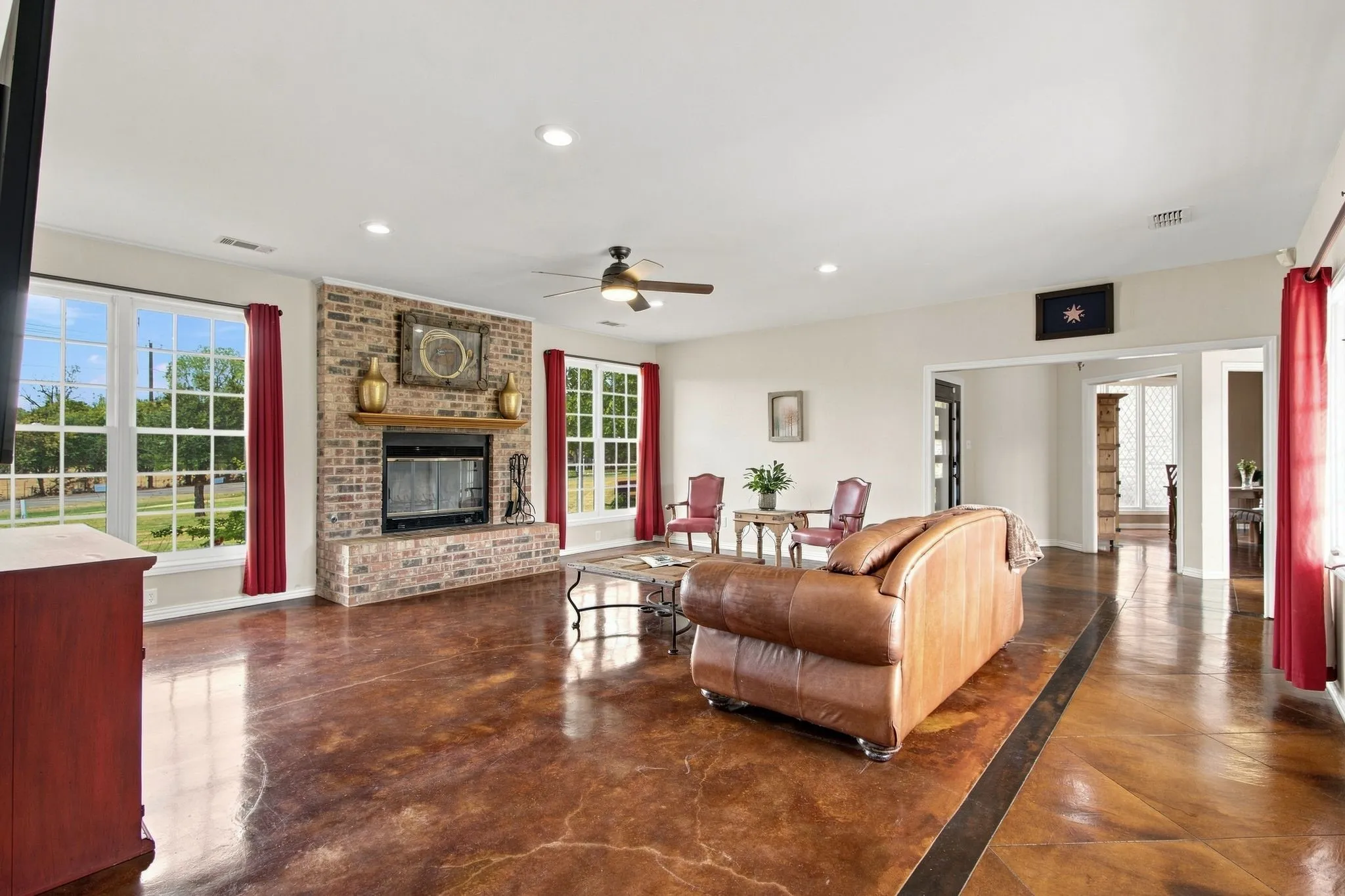 Stained concrete floors with huge living areas