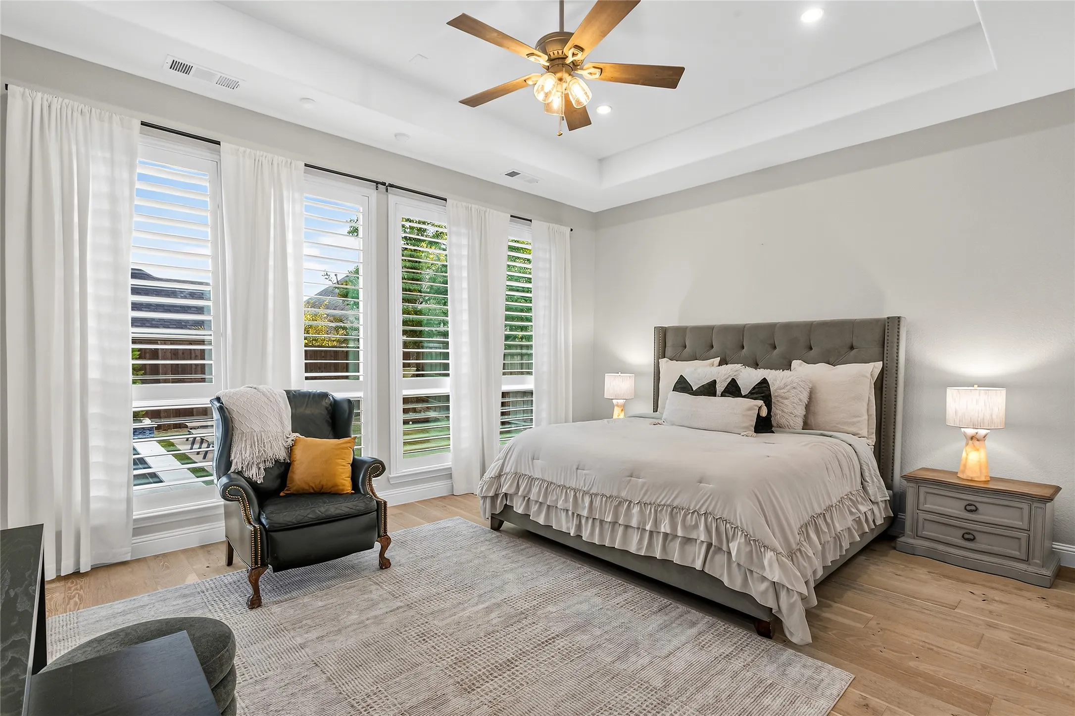 Spacious primary suite with two separate walk-in closets.