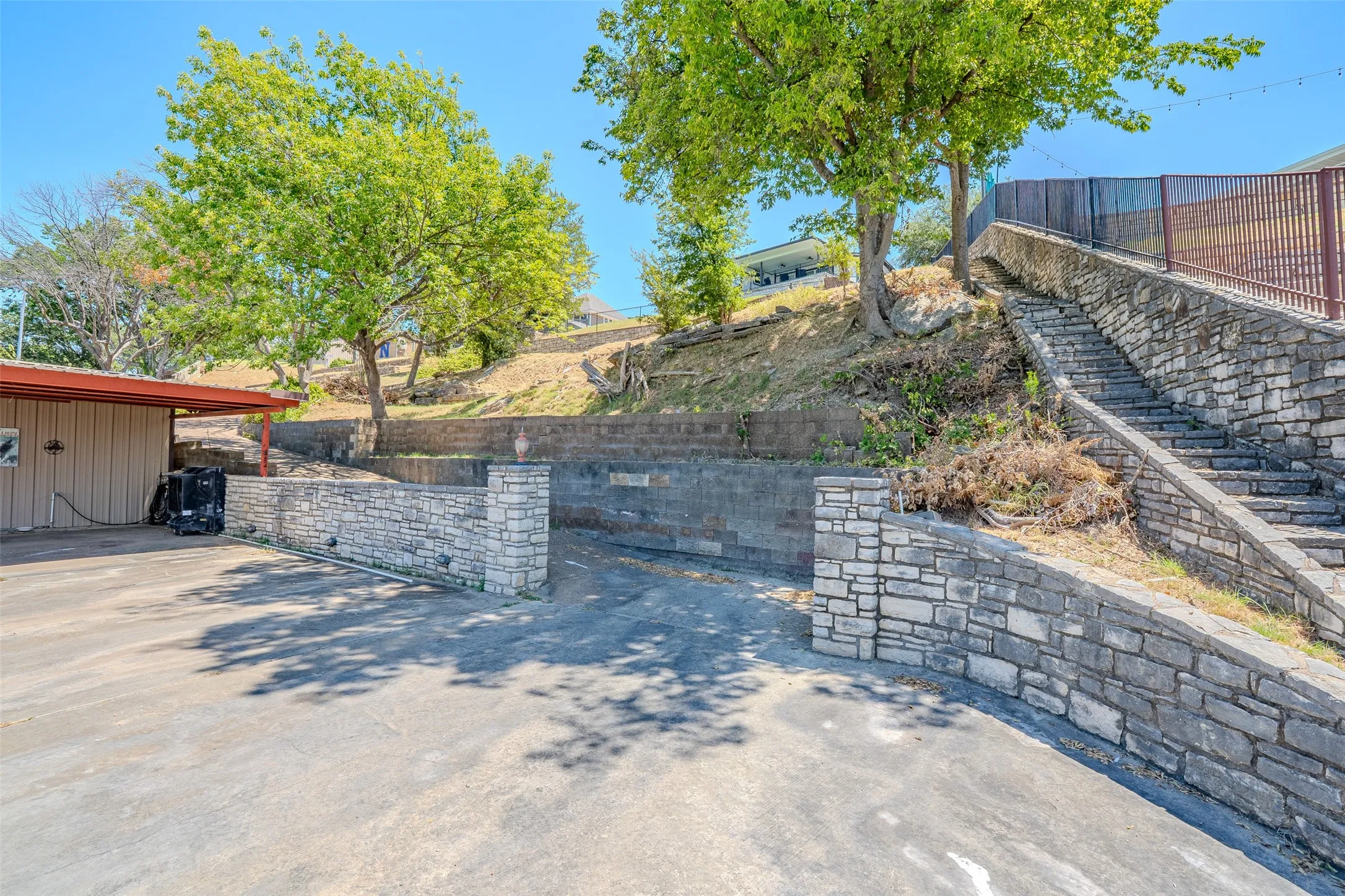 Extensive rockwork & patio areas