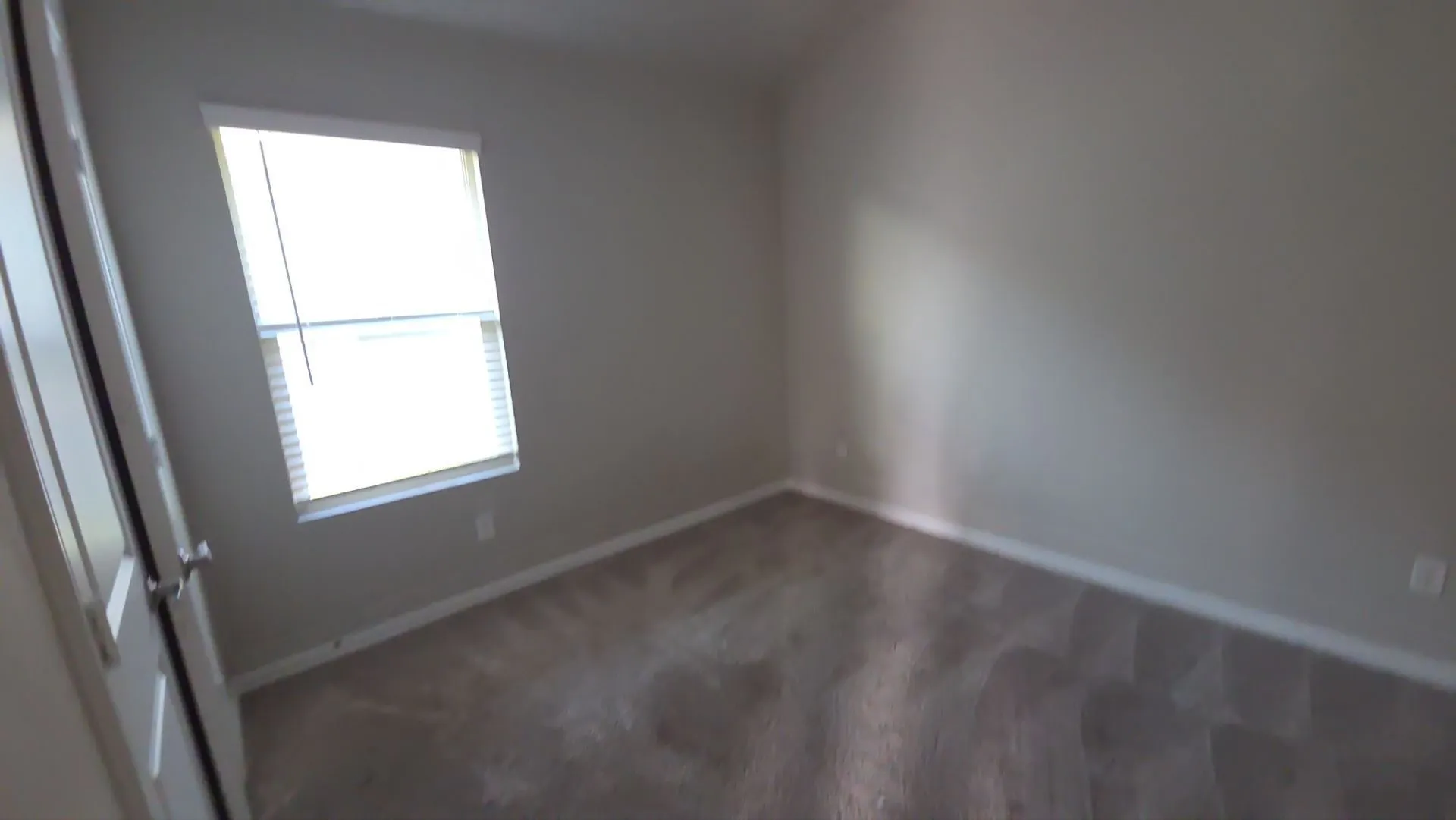 Neutral-toned walls complement plush carpeting