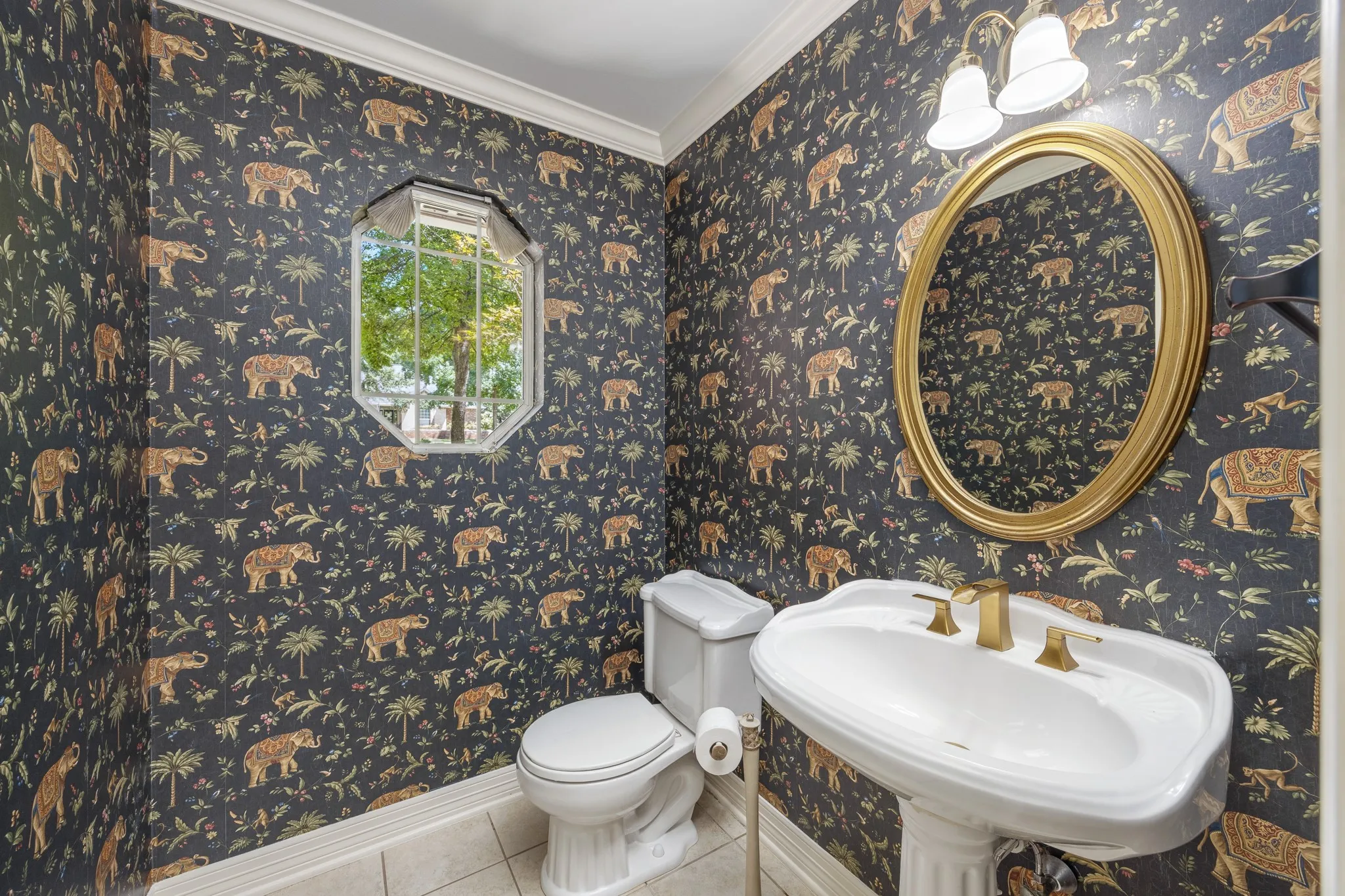 Powder room adjacent to kitchen