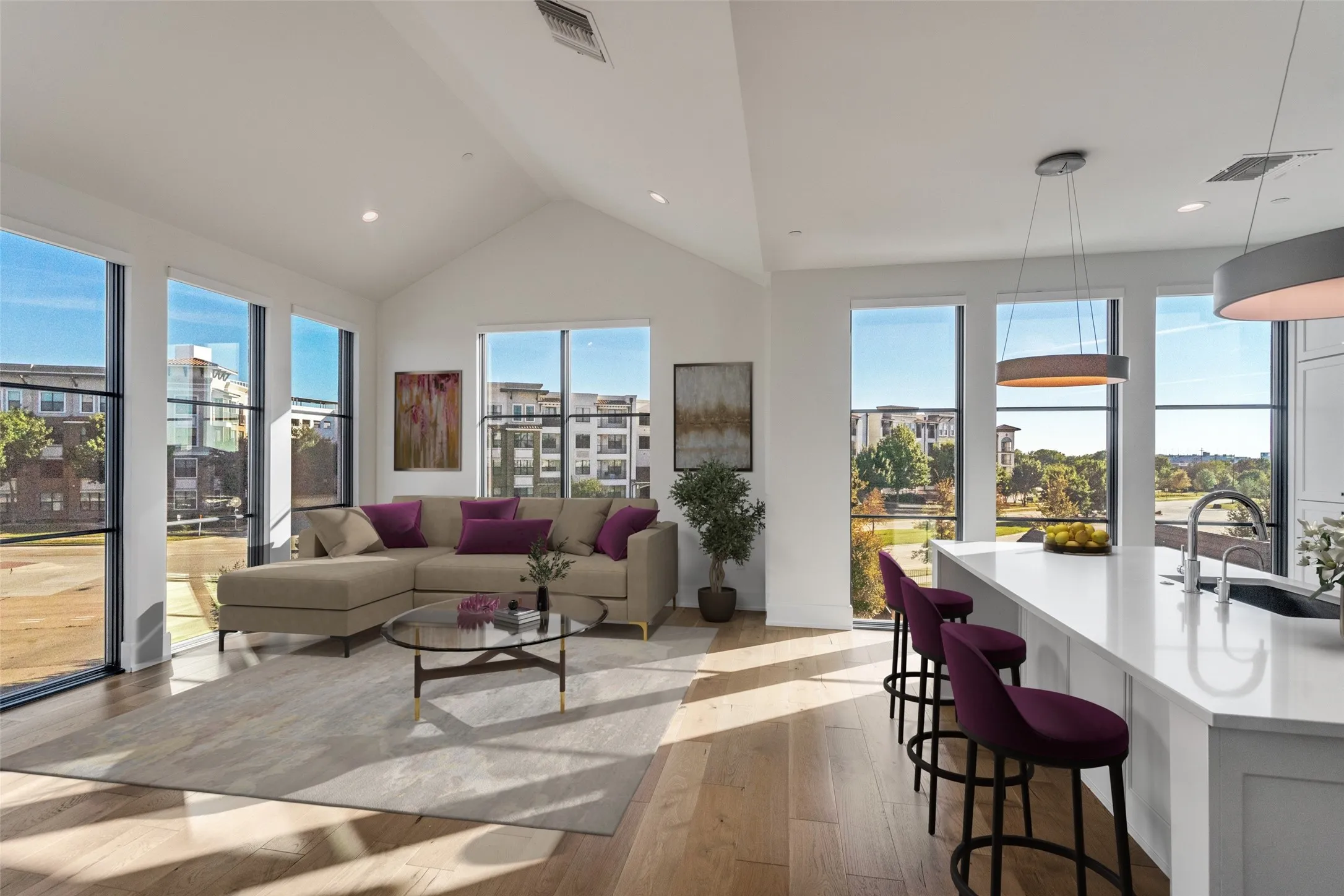 Living room virtually staged.