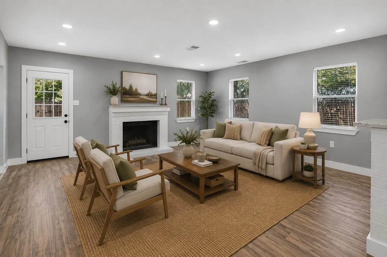 virtually staged living area
