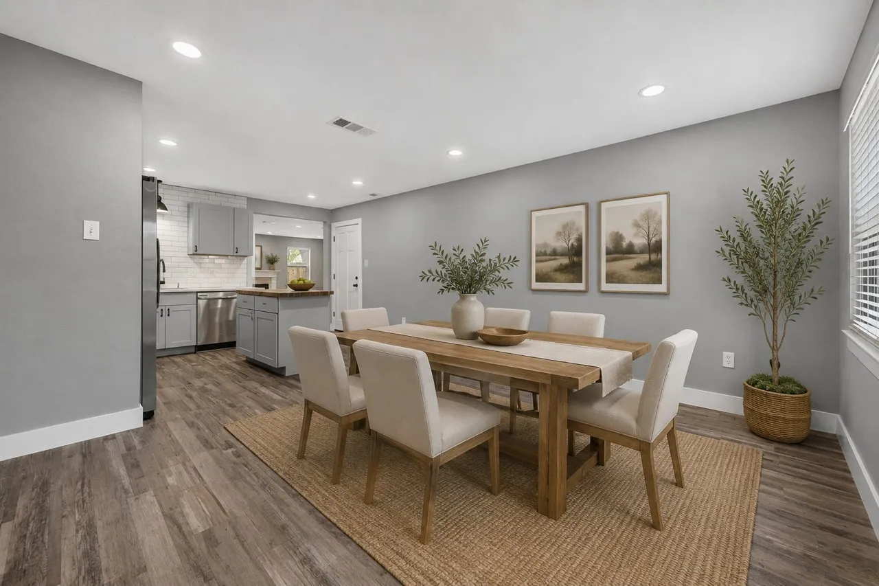 virtually staged dining area