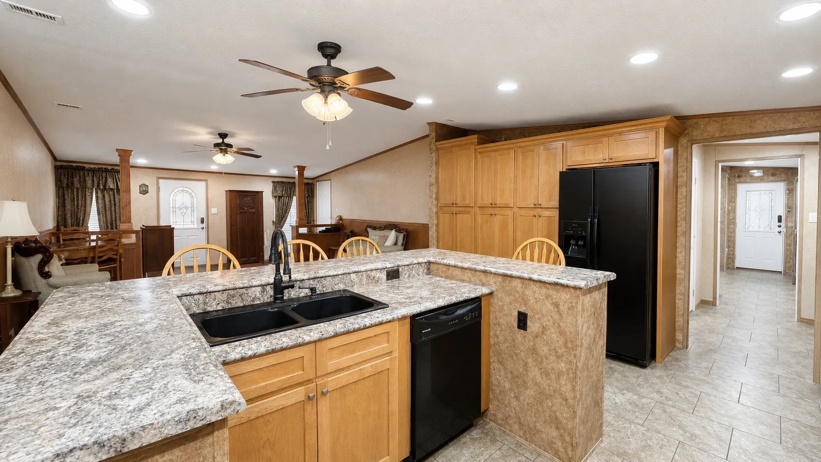 Kitchen Island with Sink and Dishwasher in Double Wide-Home.