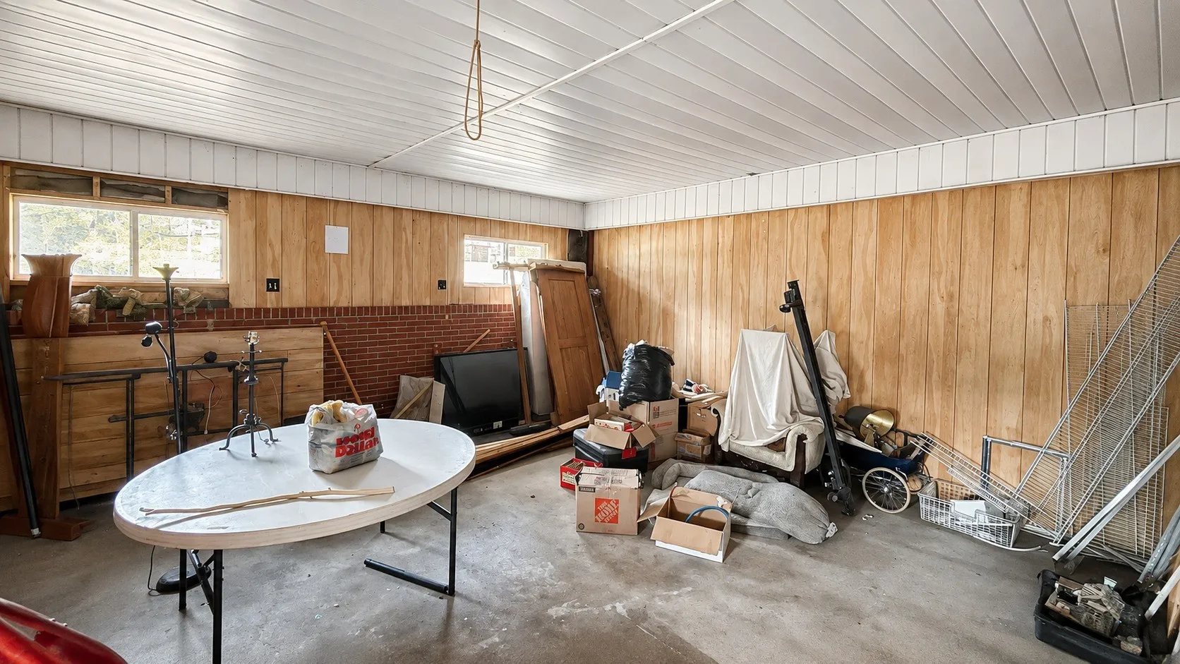 Enclosed Carport in Red Brick Home.