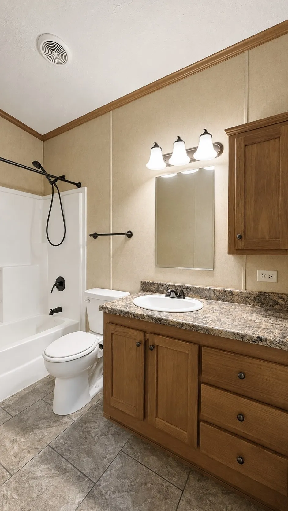 3rd Bathroom off Hallway Near Bedroom 3 & 4 in Double-Wide Home.