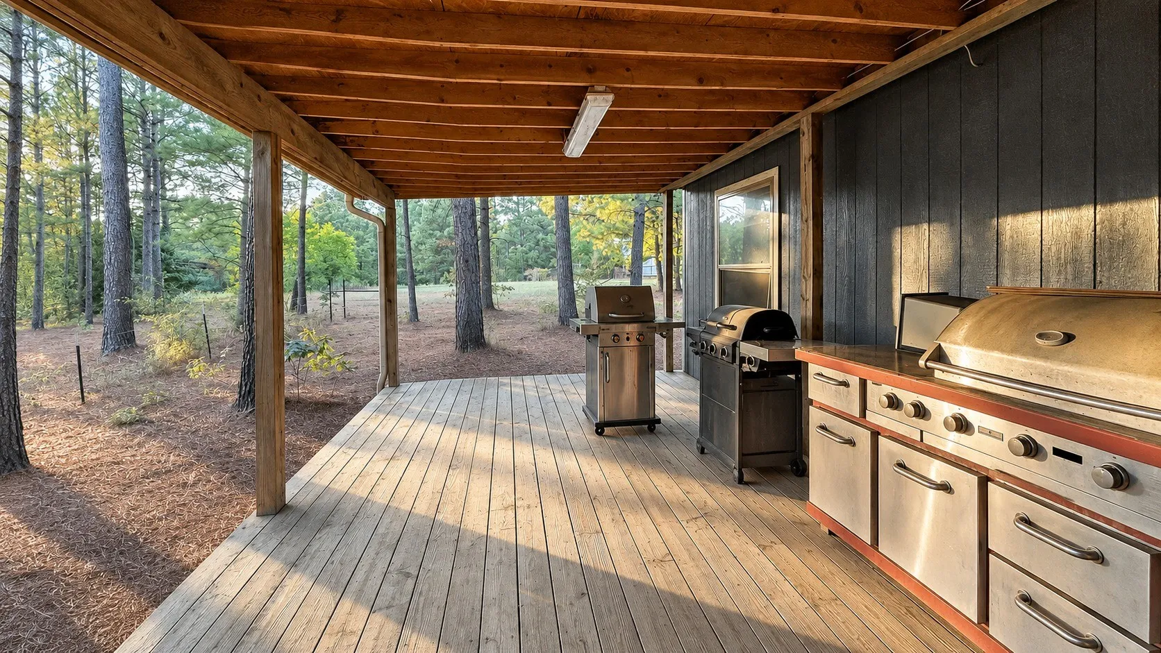 Open Deck Area off Screened-in Patio in the Back of the Double-Wide Home.