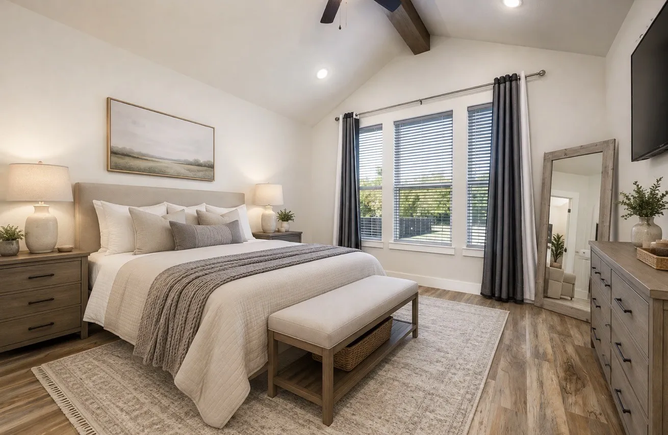 Primary bedroom virtually staged