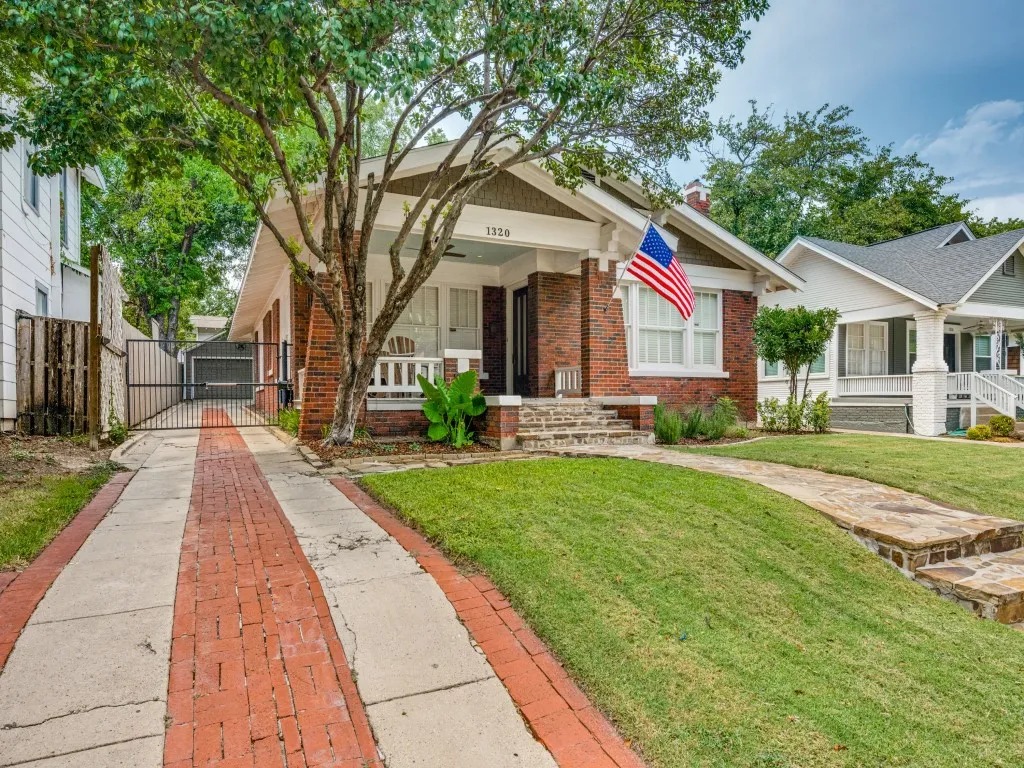 Brick exterior with wood-frame trim