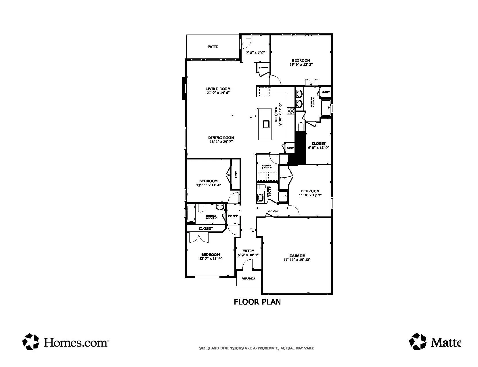 Floor Plan with room measurements (may vary some)