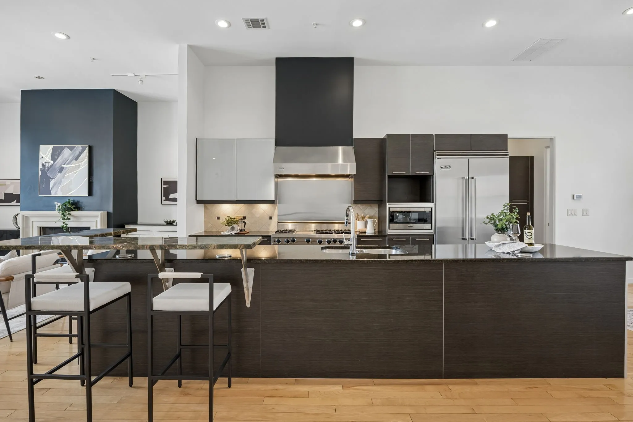Luxury Kitchen Featuring A Viking Appliance Package And Custom Biefbi Cabinetry