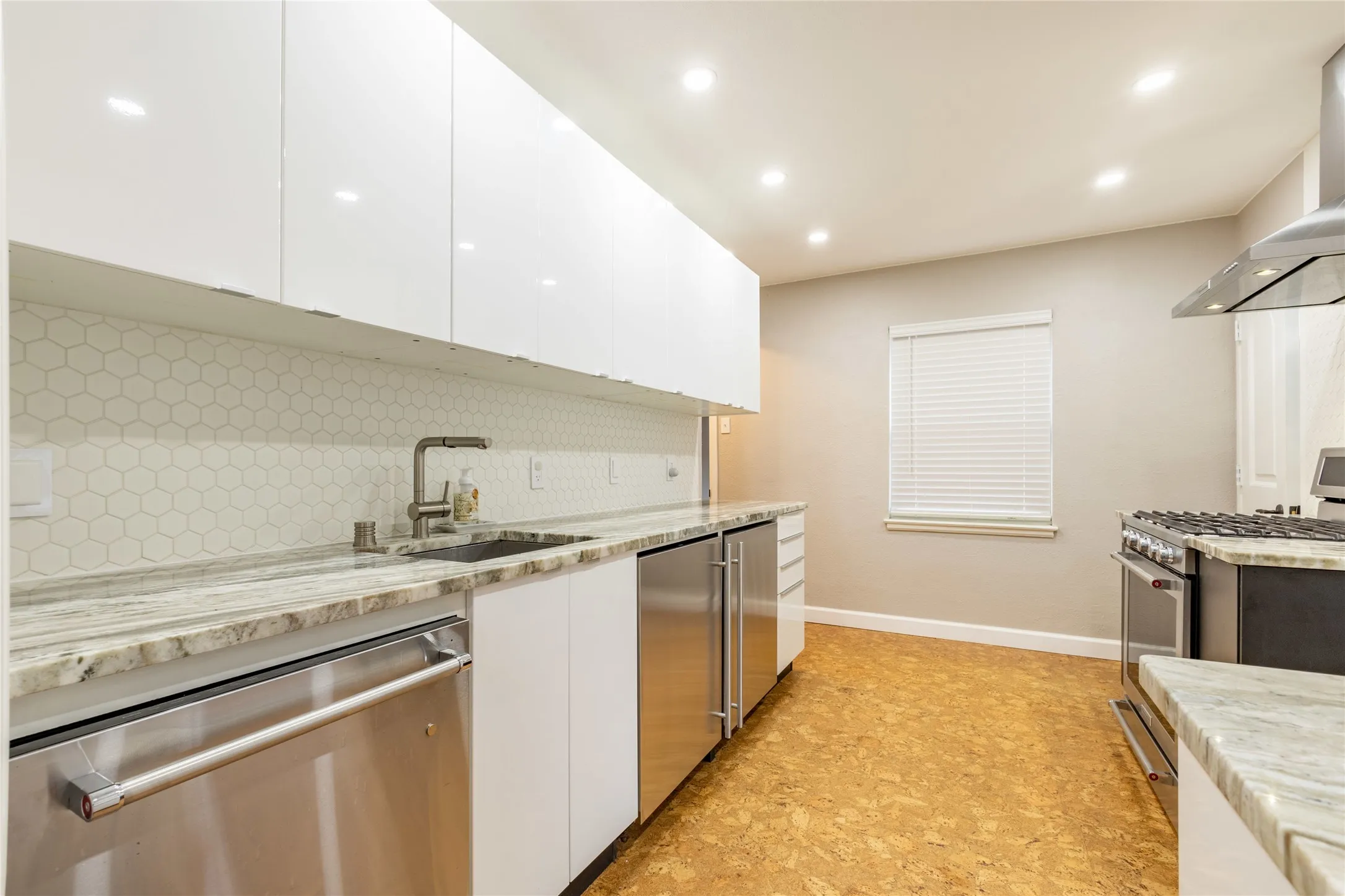 Stainless appliances and stone counter top