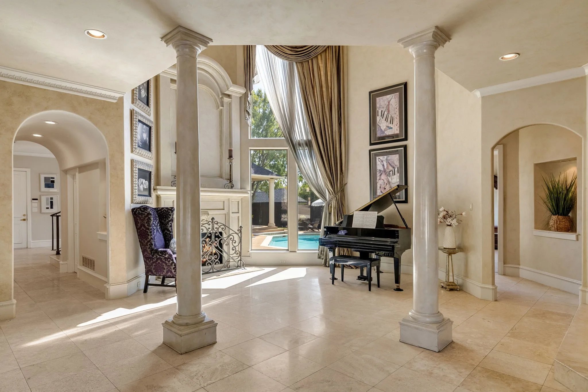 Enter to soaring ceilings and an open-concept floor plan throughout.