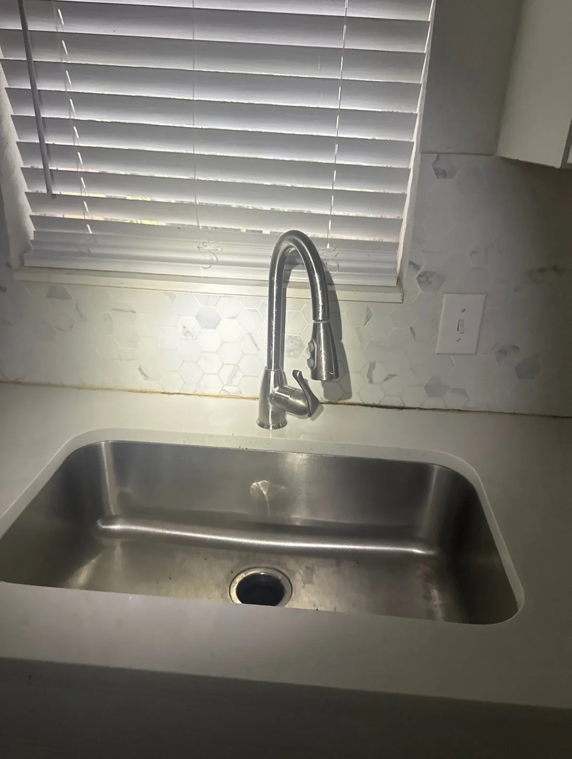 Stainless steel undermount sink with a gooseneck faucet