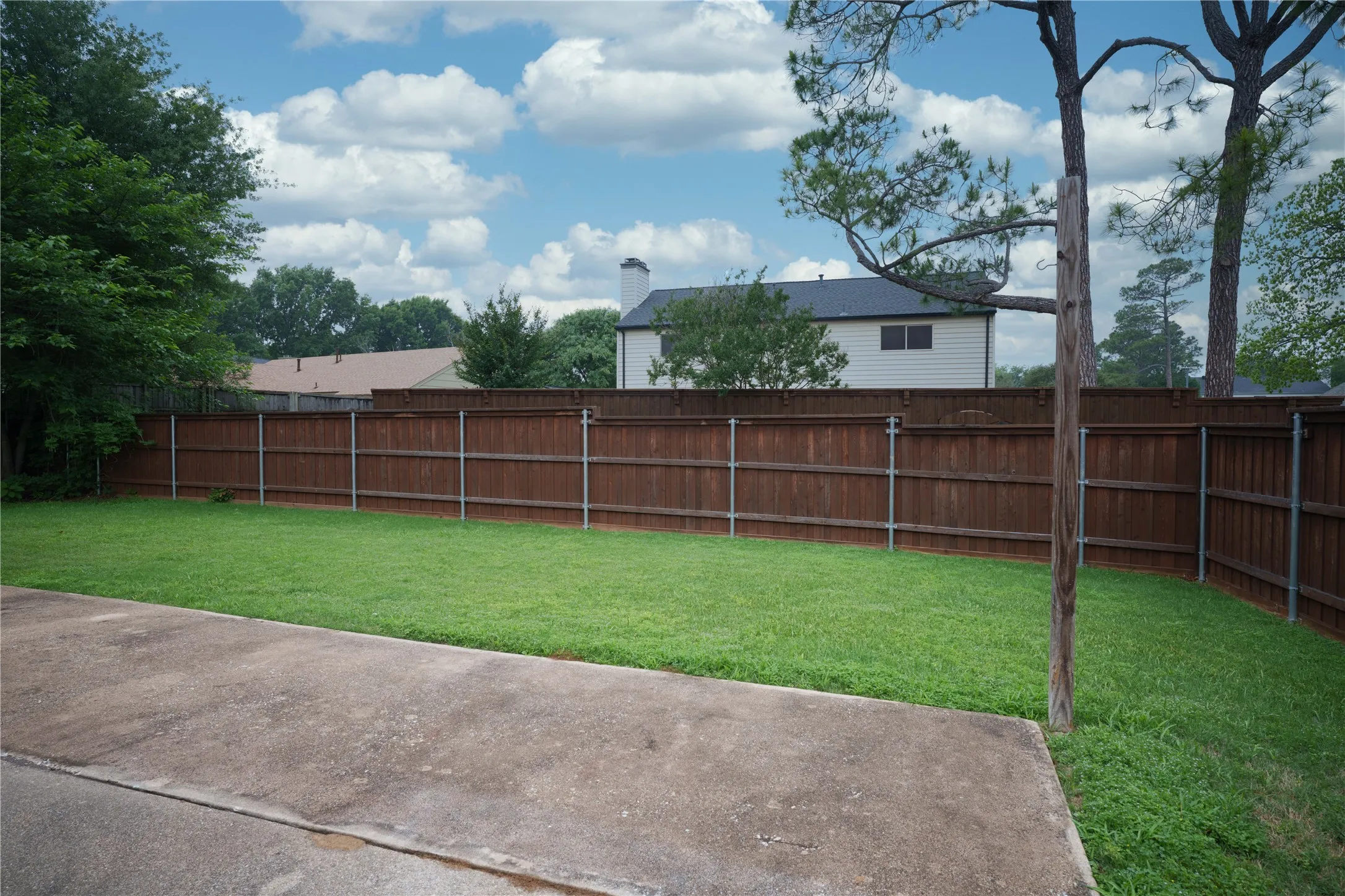Large Yard with Board on Board Cedar Fence