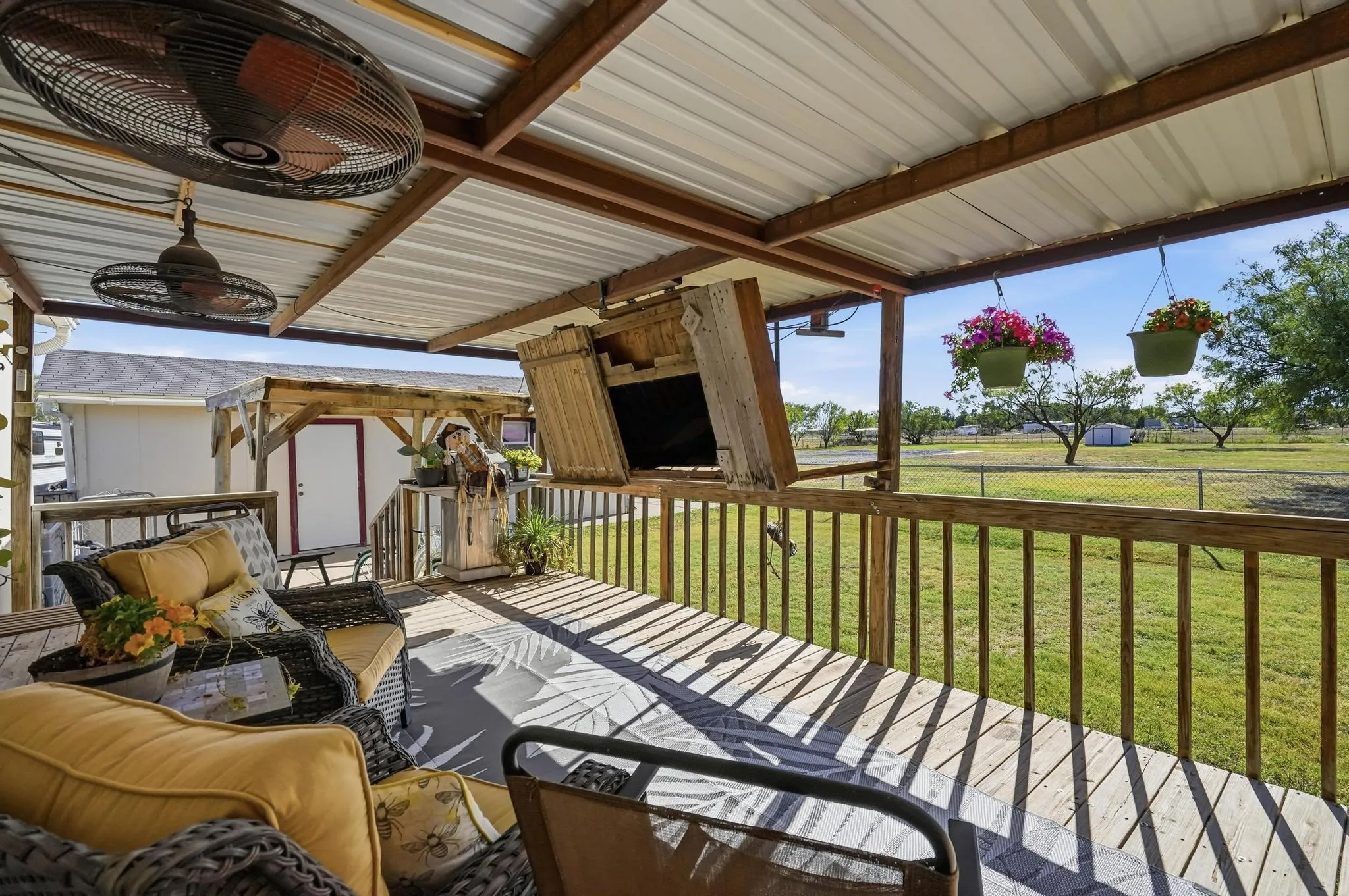 Back porch offesr a great place to entertain.