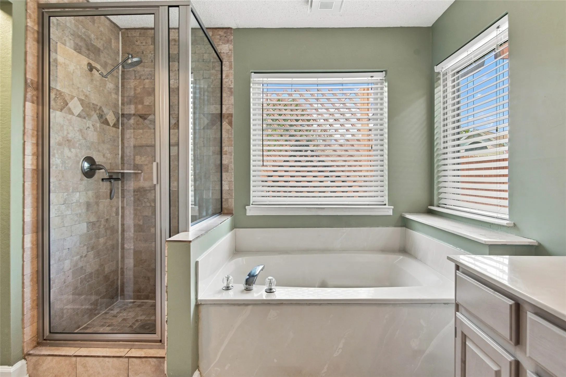 Master Bathroom view 2 with updated shower