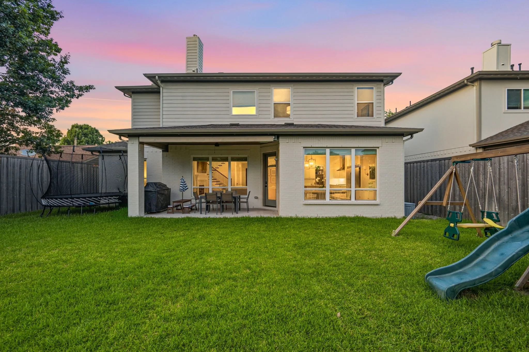 Backyard with large grassy area
