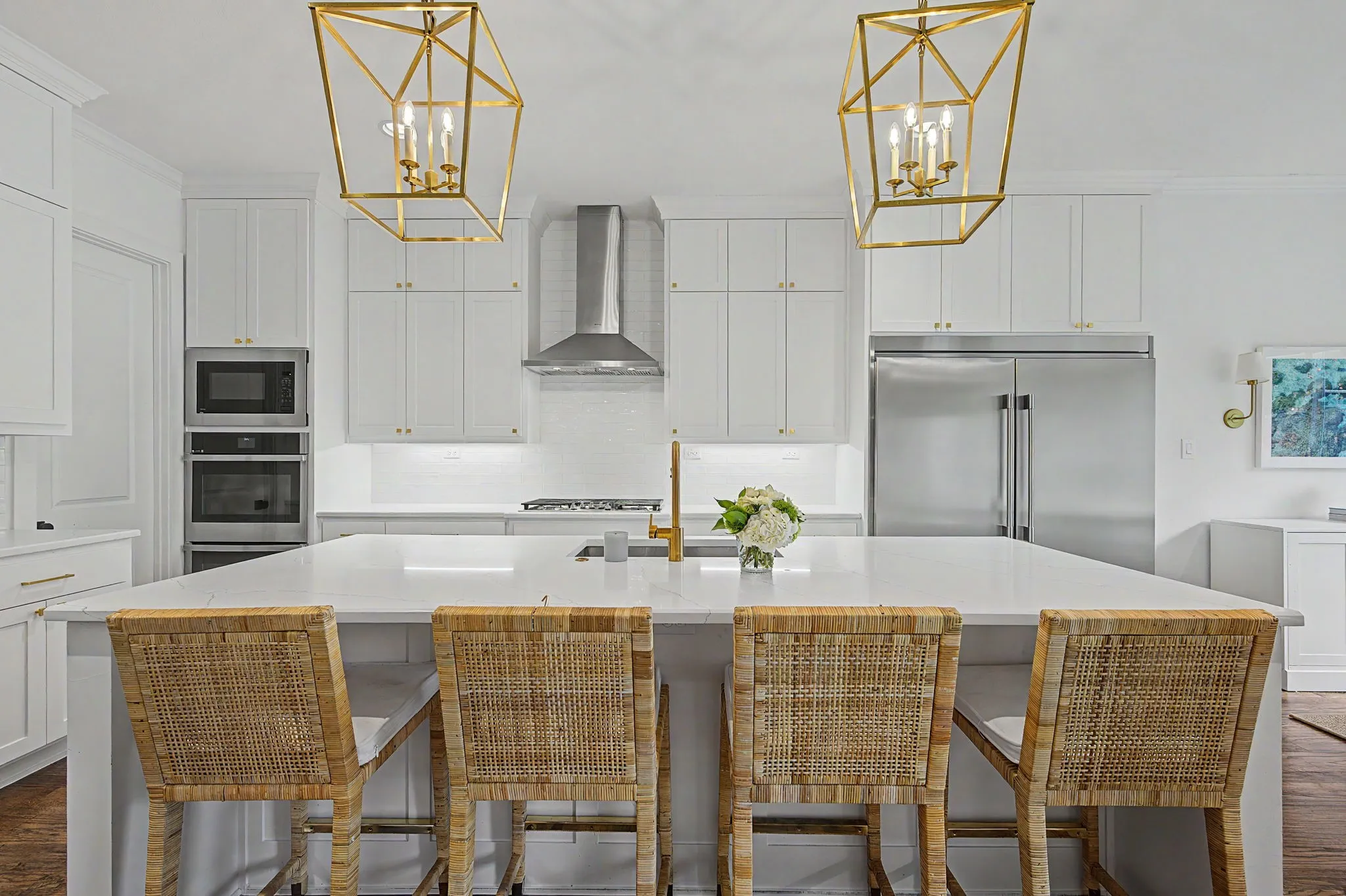 Kitchen with stainless-steel appliances