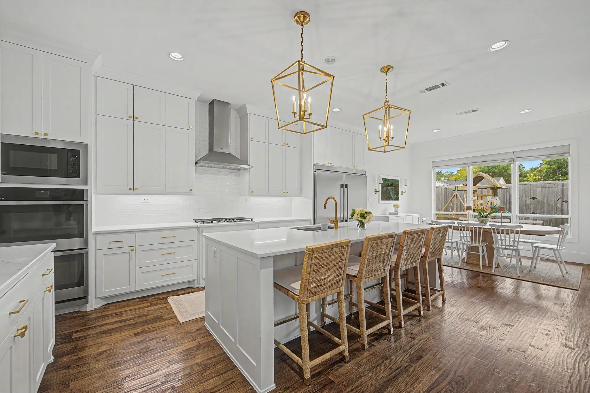Kitchen with double ovens and walk-in pantry
