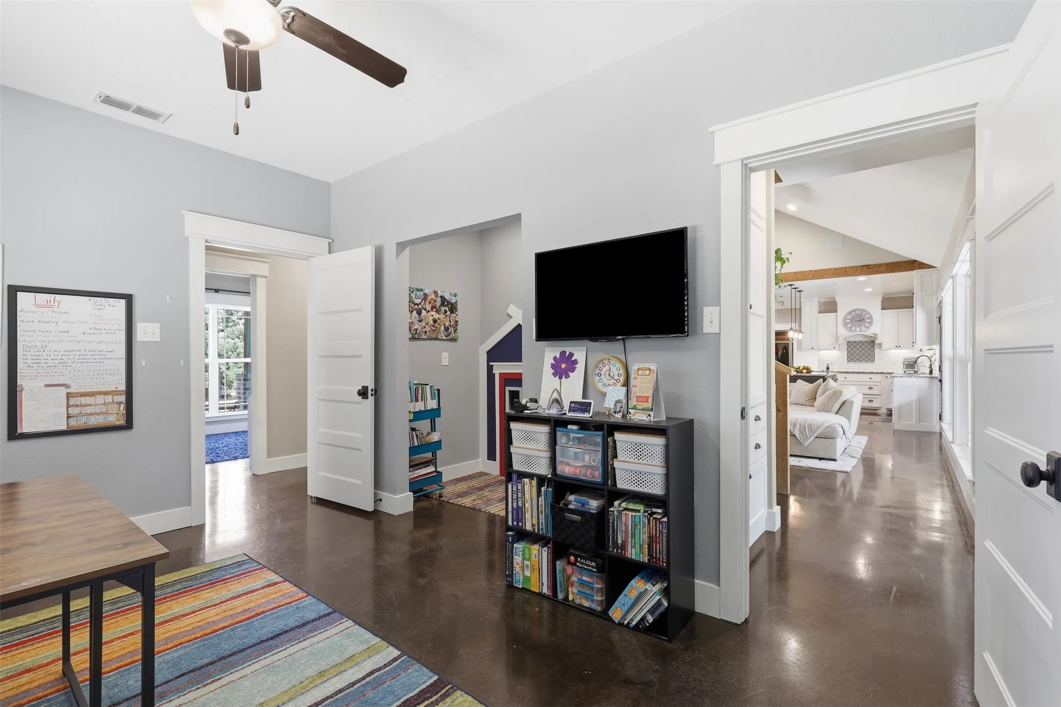 Bedroom that currently serves as a classroom
